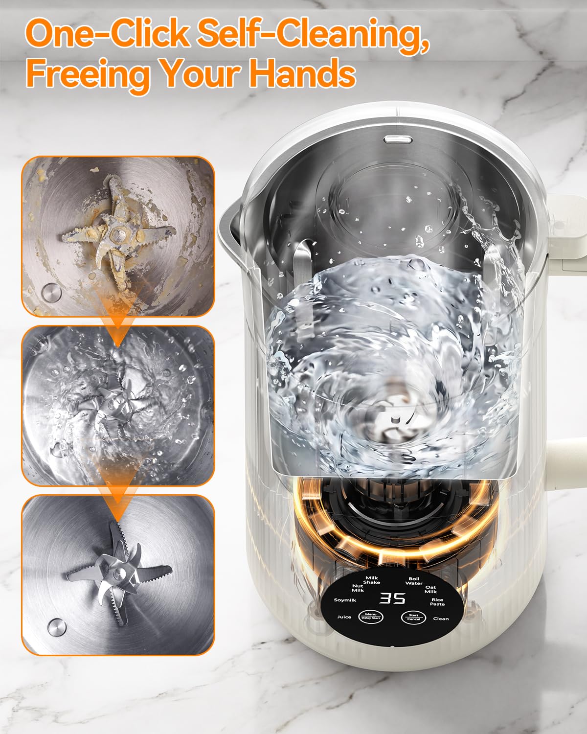 8-IN-1 IAGREEA Nut Milk Maker Machine, 35 oz Soy Milk Maker, Oat, Soy, Plant Based and Dairy Free Beverages, Juice, 2H Keep Warm Countertop Blender, 10 Blades, 12H Delay Start, BPA-Free, Self-Cleaning