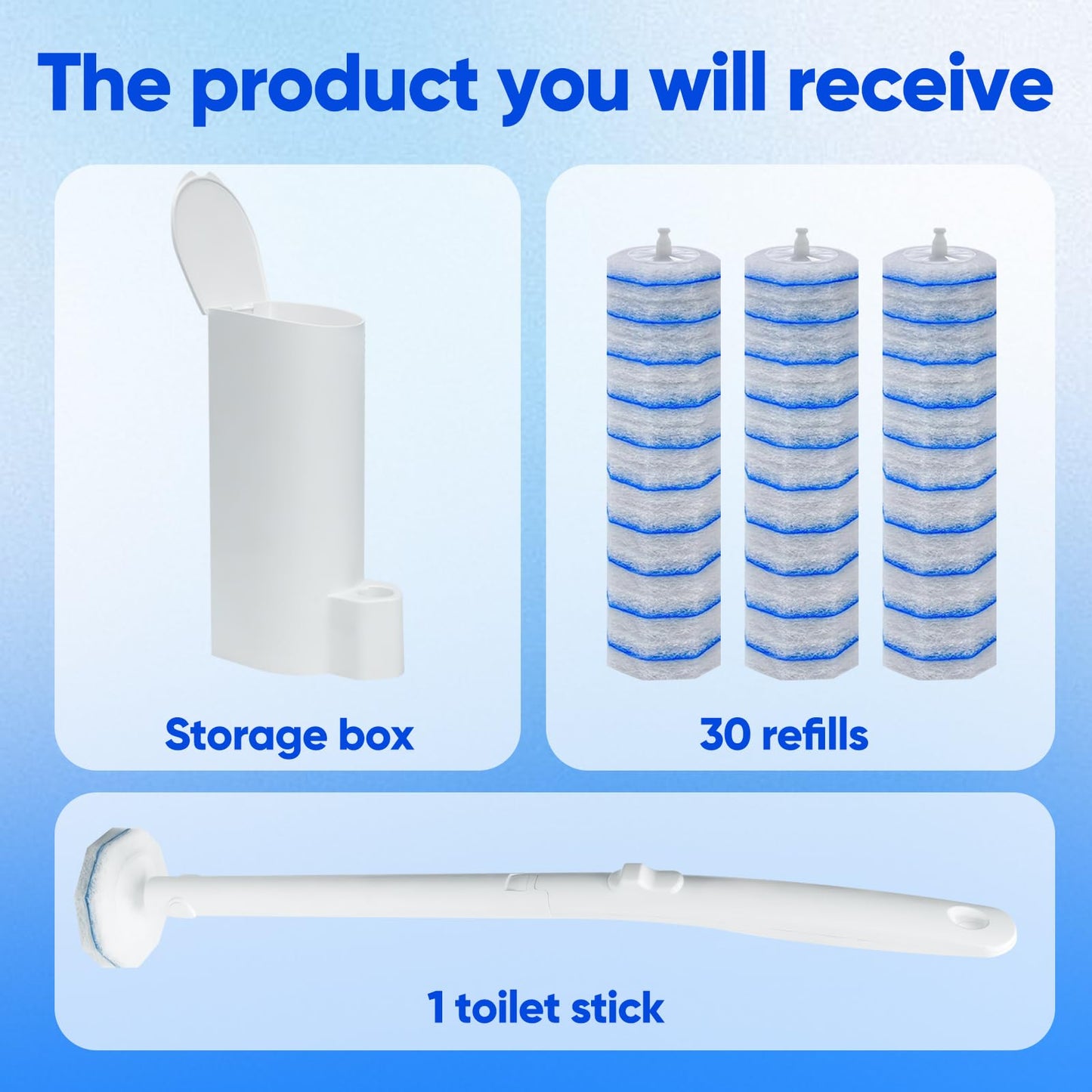 Disposable Toilet Brush and Holder Set, with 30 PCS Toilet Bowl Wand refills for Clorox.