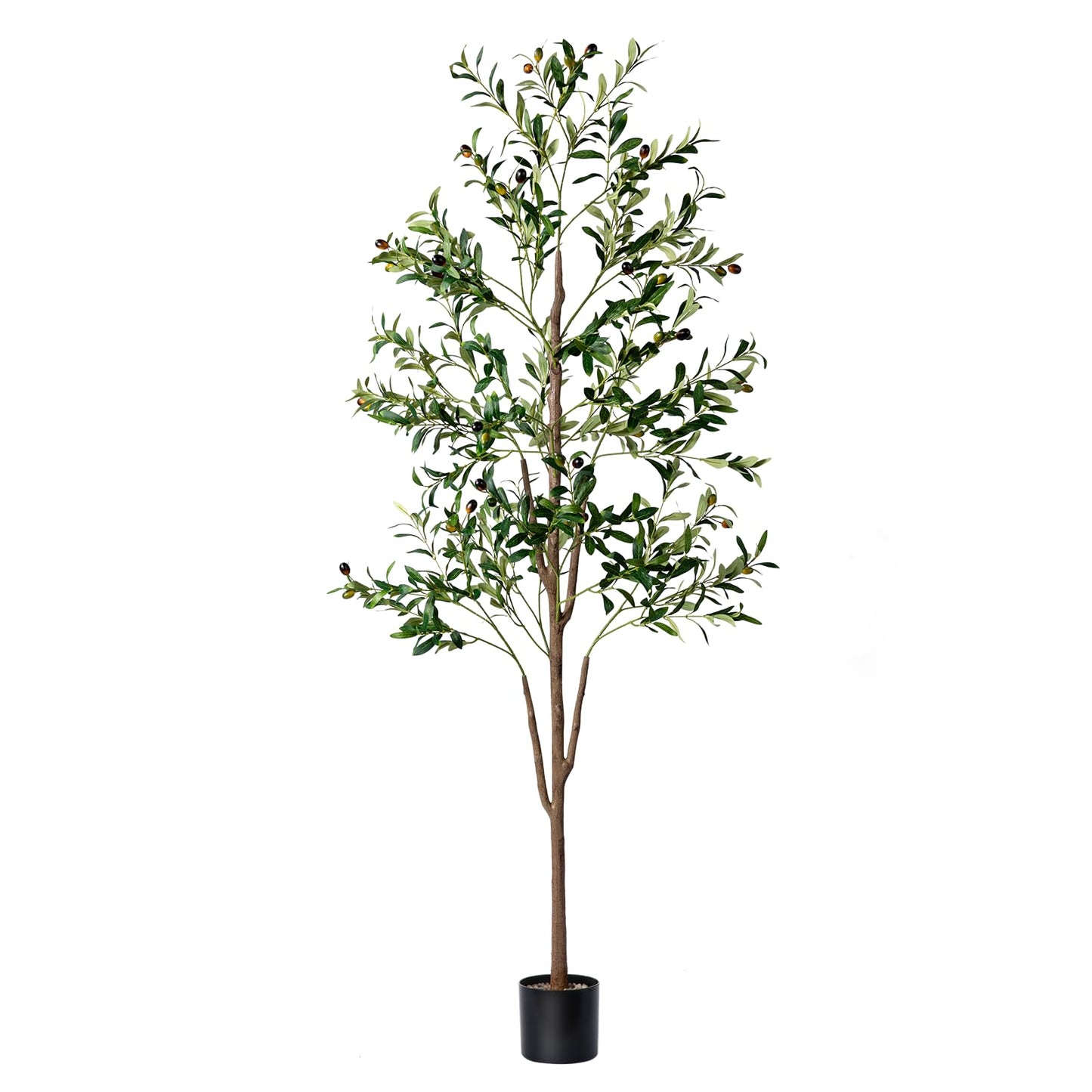 Olive Tree, 6FT Tall Faux Olive Tree with Moss and Planter, Olive Trees Artificial Indoor with Realistic Wood Trunk and Lifelike Fruits, Fake Olive Tree for Home Office Living Room Decor
