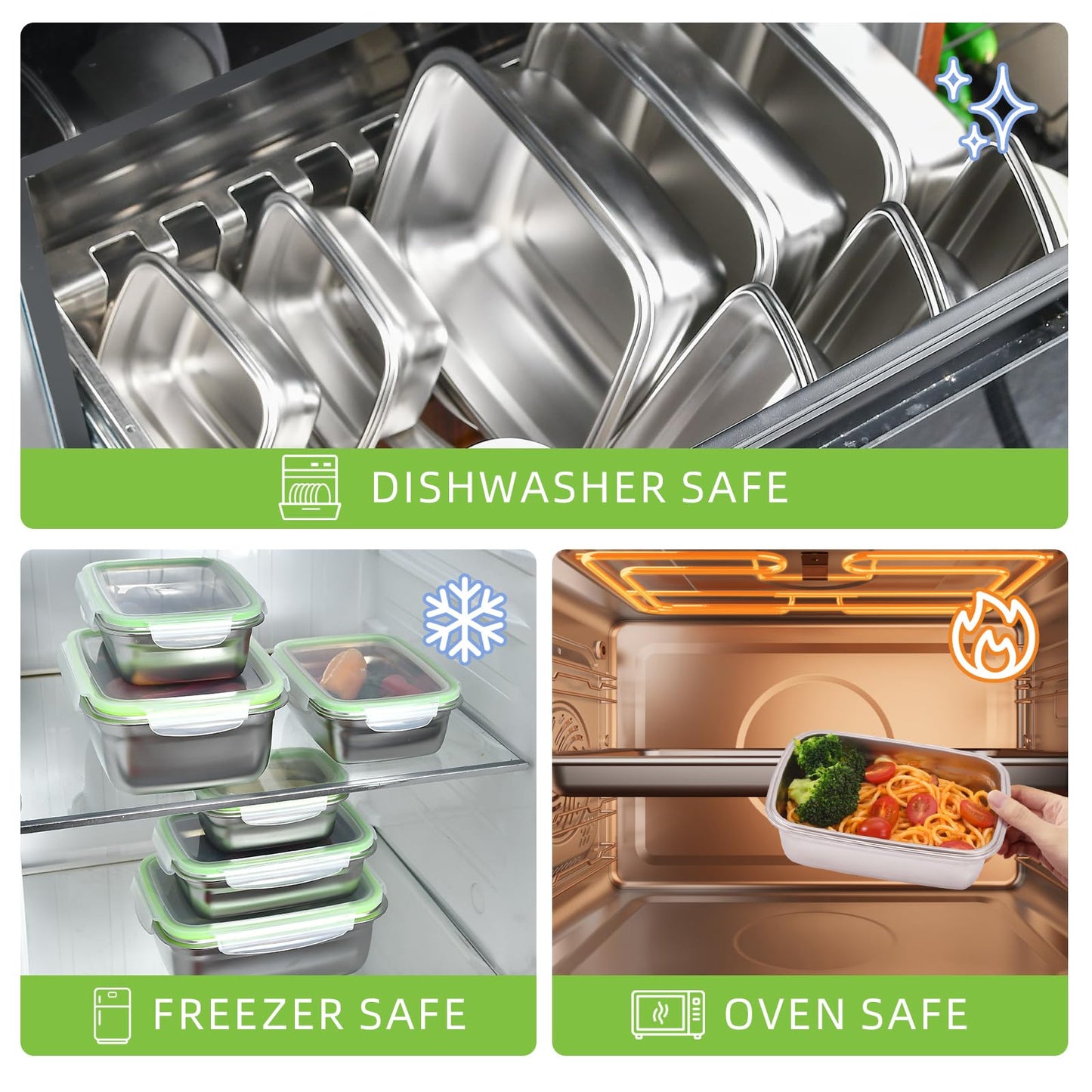 UPTRUST Stainless Steel Food Storage Containers | Leak Proof & Airtight Lids | Set of 9 Containers, Dishwasher & Freezer Safe