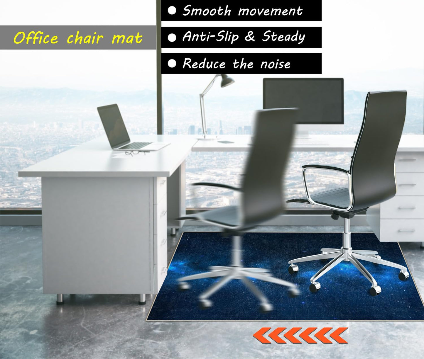Chair Mat for Hardwood Floor,60"*48" Rolling Computer Chair Mat for Hard Wood and Tile Floor,Anti-Slip Floor Protector for Home Office Blue Starry Sky