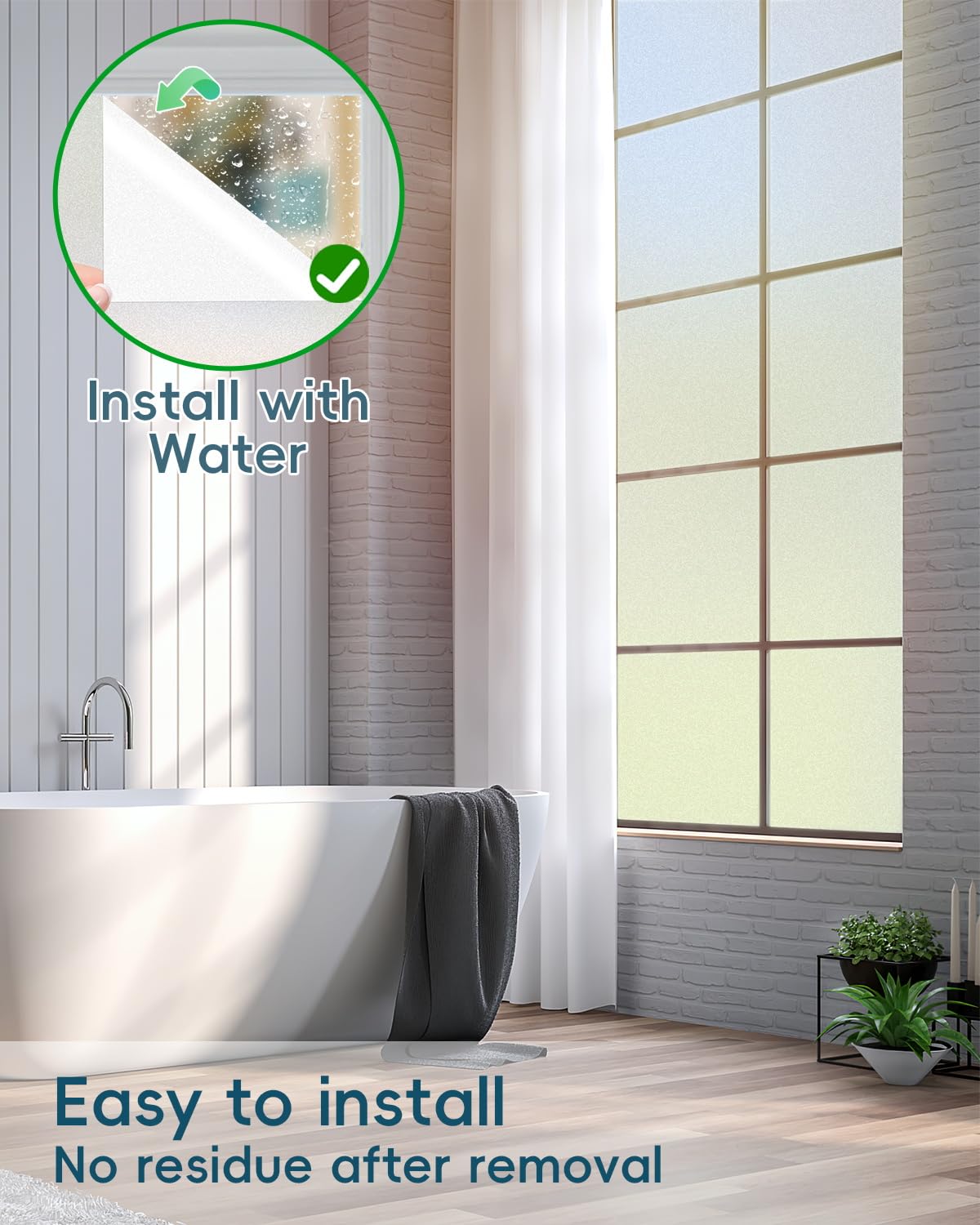 Frosted Glass Window Privacy Film Decorative with Tools, 2 Way Frosting Privacy Film for Glass Windows, Static Cling Tint for Home Anti-UV, 29.5" by 157.4"