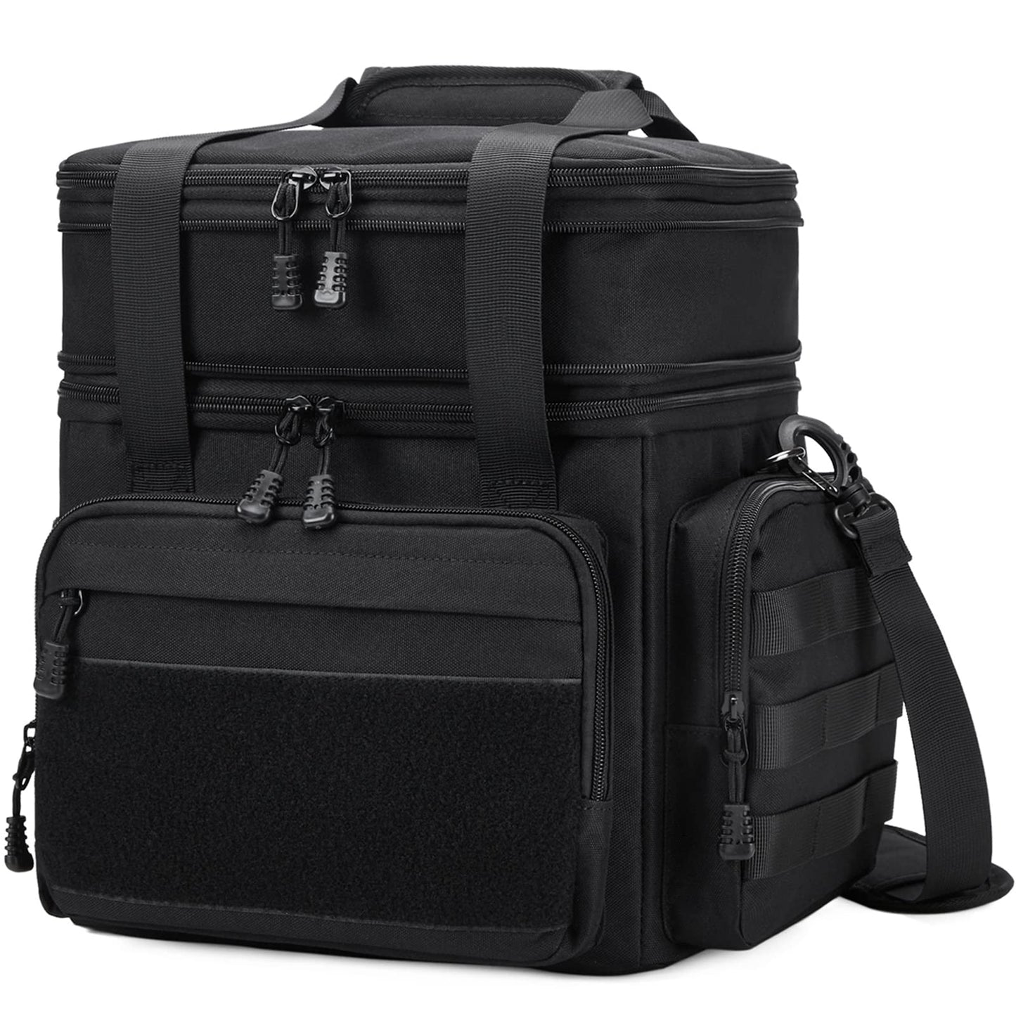 Gafetrey Large Tactical Lunch Box for Men, Insulated Lunch Bag Adult, Thermal Lunchbox Leakproof Waterproof Cooler Bag, Dual Compartment Lunch tote, Large Lunch Pail for Office Camping (Black) 24L