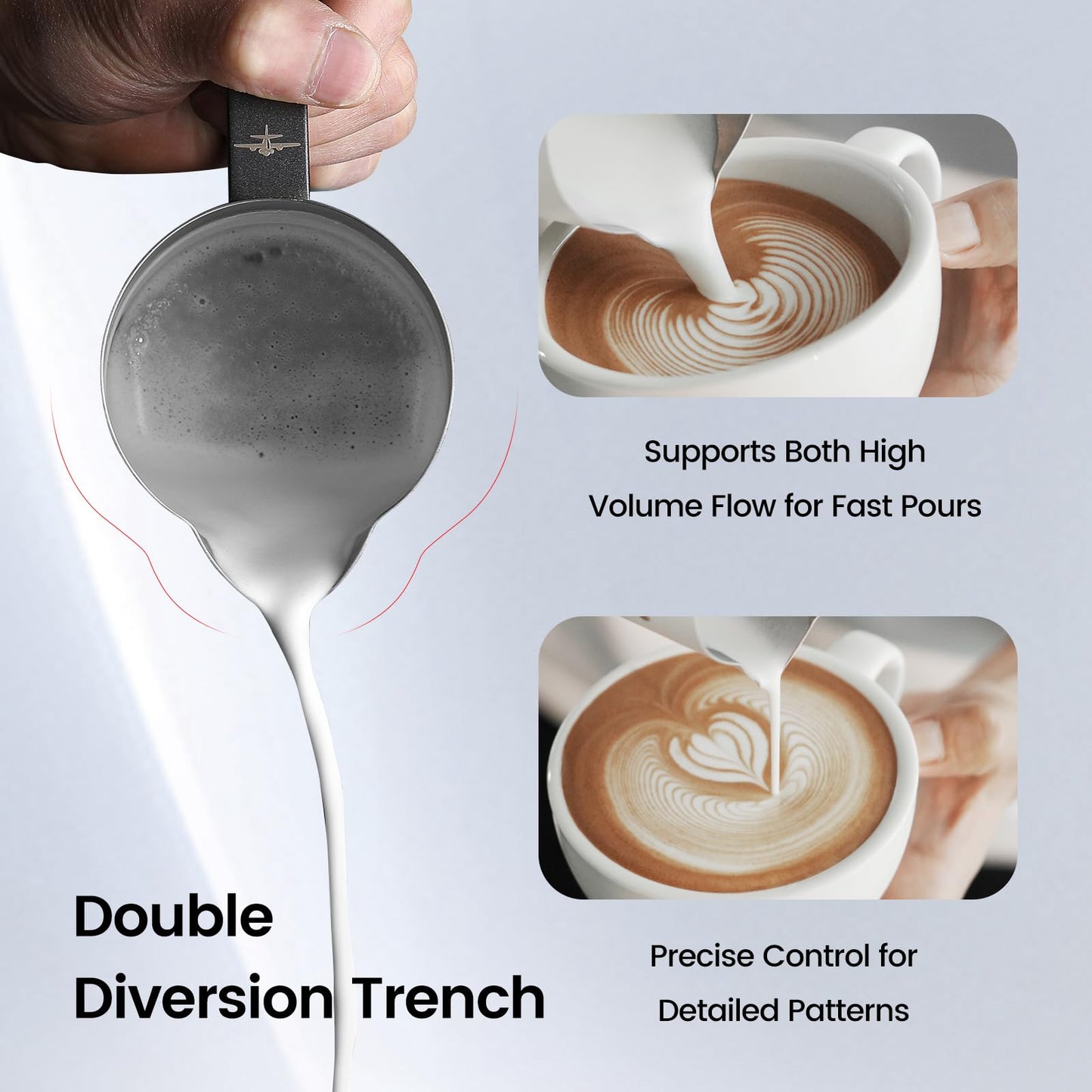 MHW-3BOMBER Latte Art Pitcher Stainless Steel Milk Frothing Pitcher Steamed Espresso Cup Barista Essentials (Cream White, 16.9oz/500ml) P5020W