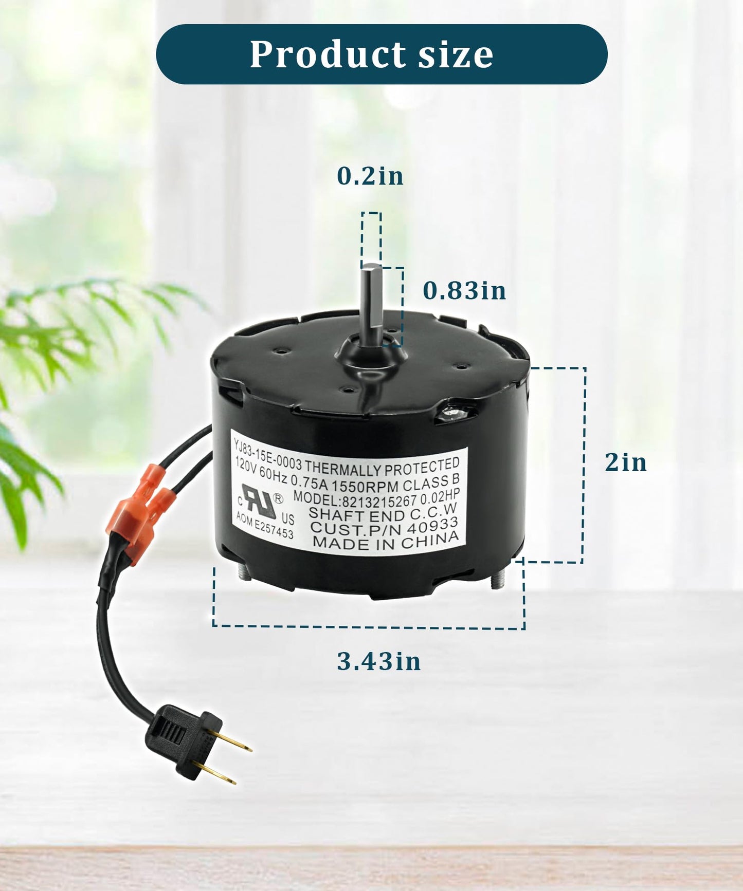 JA2B104N 3.3 Inch Diameter Vent Fan Motor Direct Replacement for Nutone/Broan 40933, 86933, 8693000, 3.3 Inch Diameter Bathroom Fan Motor for Nutone 8664RP, 8663RP, 676-D, 2676F-A, 120 Volts - Black