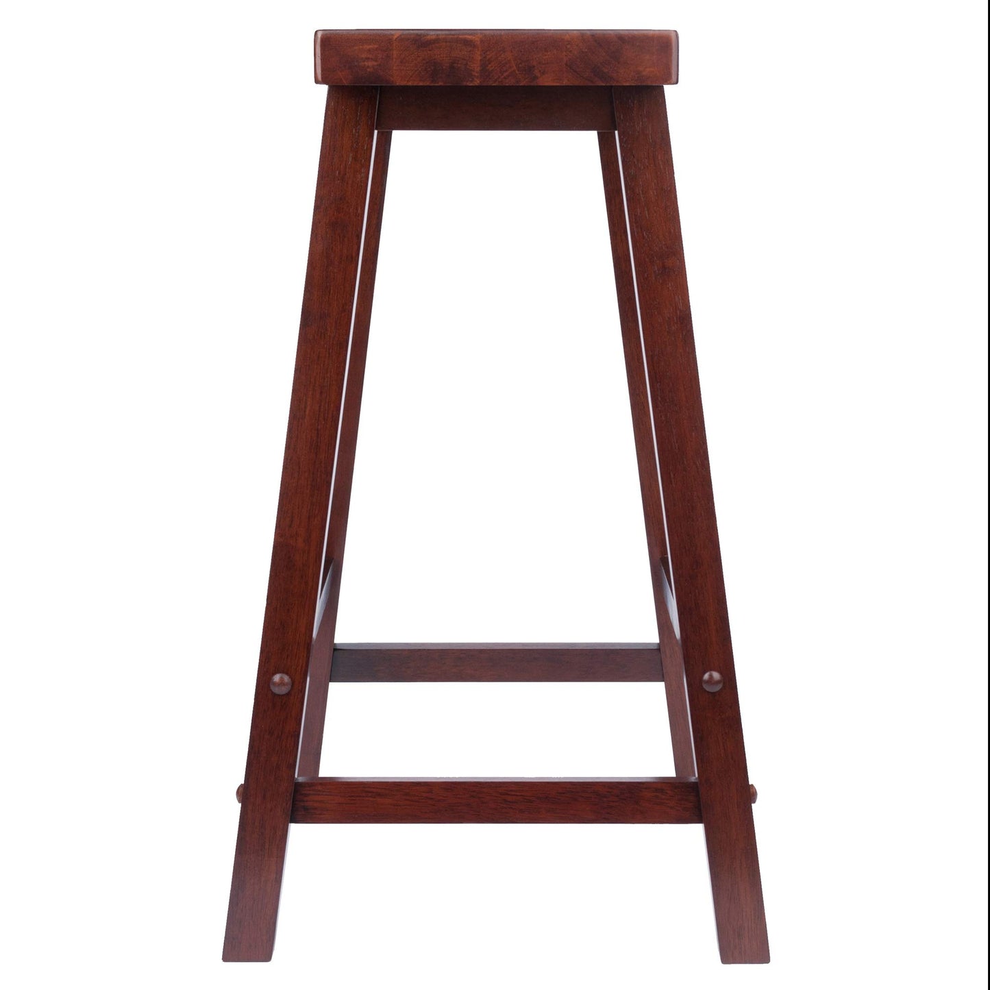 Winsome Satori Saddle Seat Counter Stool, 24" in Walnut, Classic Backless Bar Chairs for Kitchen & Dining Room Seating, Timeless Essential Furniture for Home, Dorm, Apartments