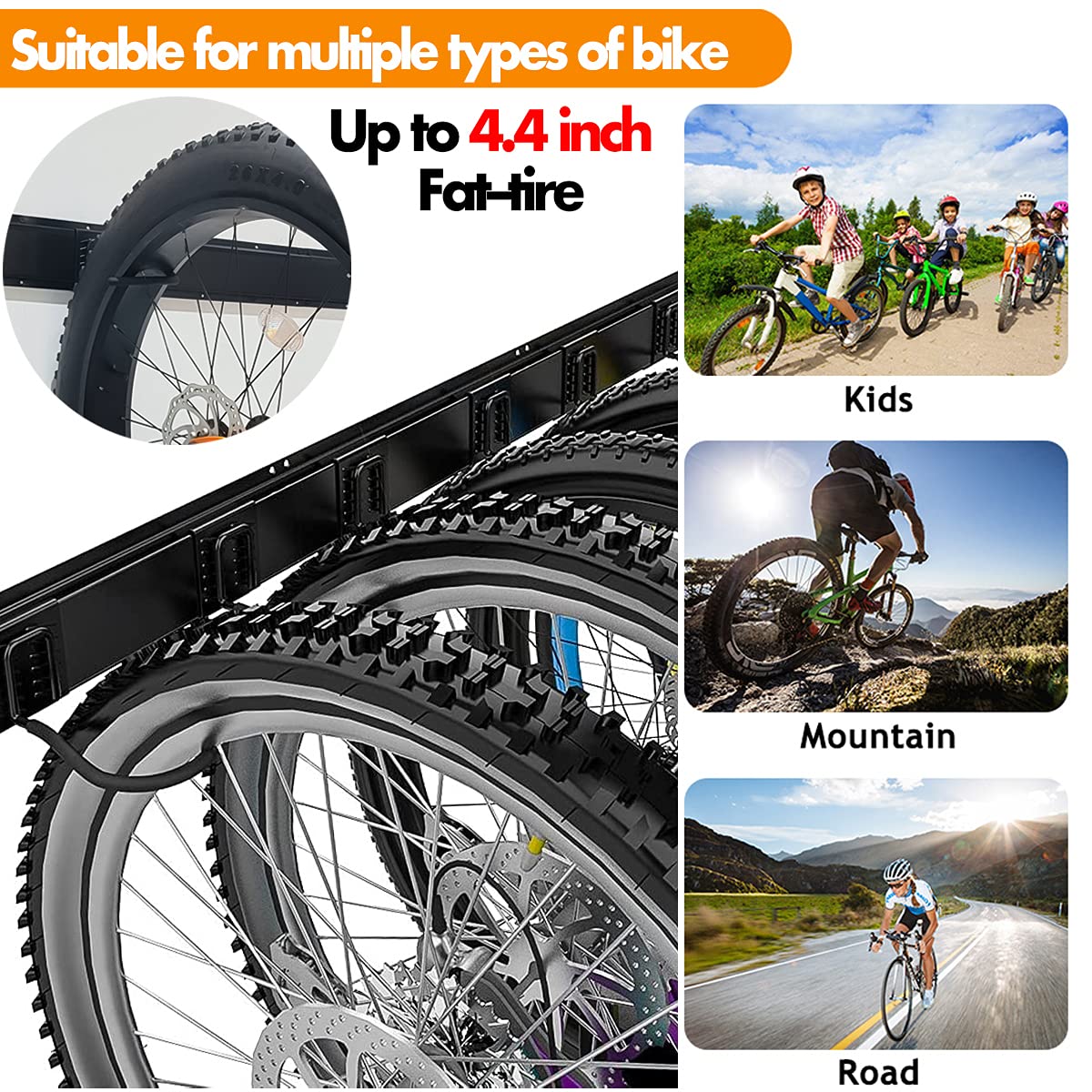 TORACK Bike Storage Rack, 6 Bike Rack Wall Mount Home and Garage Organizer, Vertical Bicycles Hanger Hooks for Indoor Space Saving