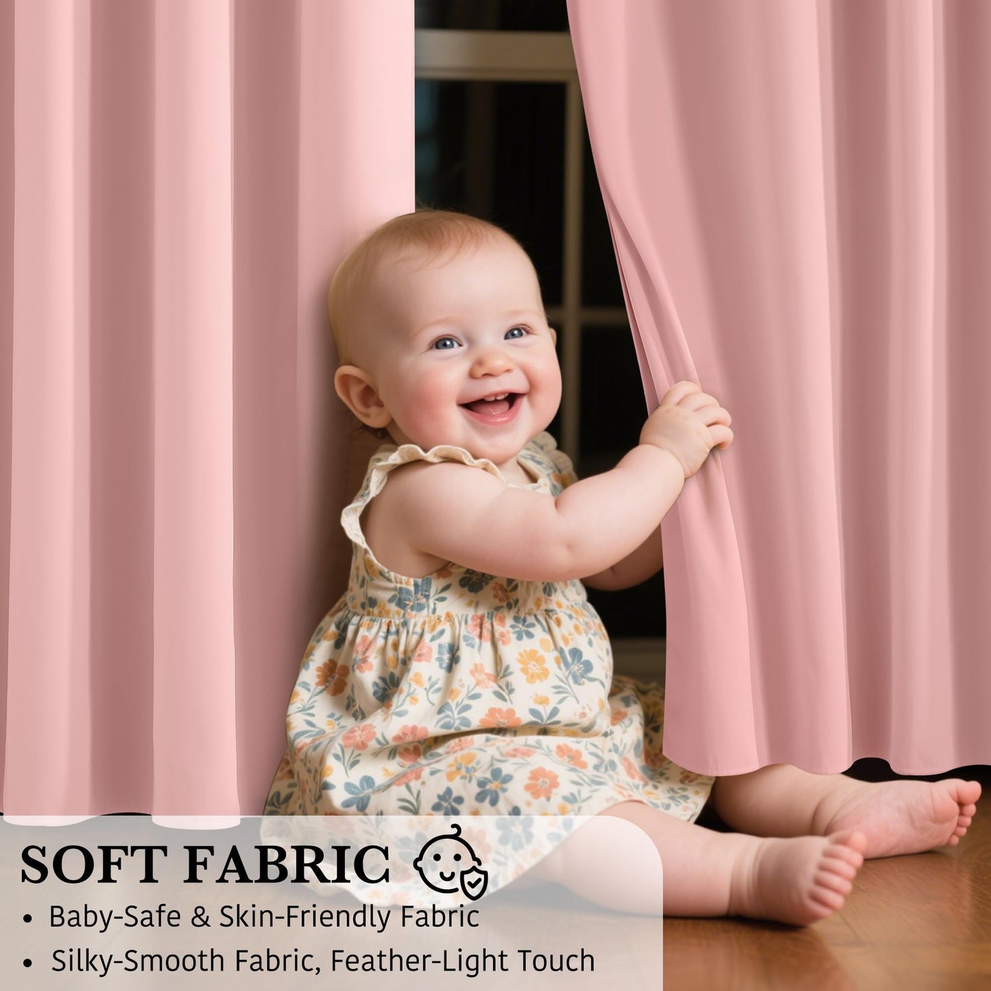 RYB HOME 100% Blackout Pink Curtains for Girls Bedroom, 2 Panels Blackout Thermal Insulated Noise Reducing Window Drapes for Kids Baby Room Living Room, 52 inches Wide by 84 inches Long