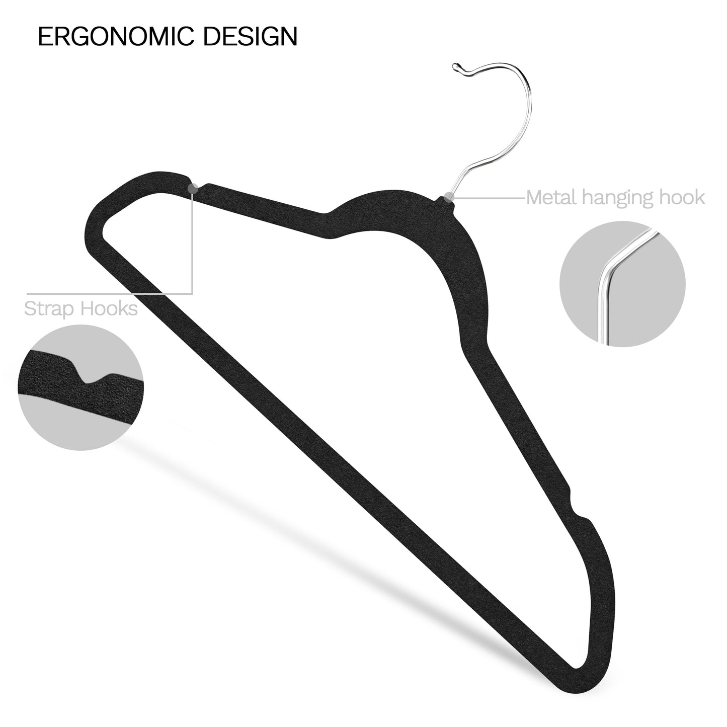 MLKJHHI Black Velvet Hangers 60 Pack, Slim Space Saving Suit Hangers for Closet Organizer, Rotating Silver Hook, Non Slip Clothes Felt Hanger Heavy Duty for Coat,Shirt, Pants, Camisole, Dress