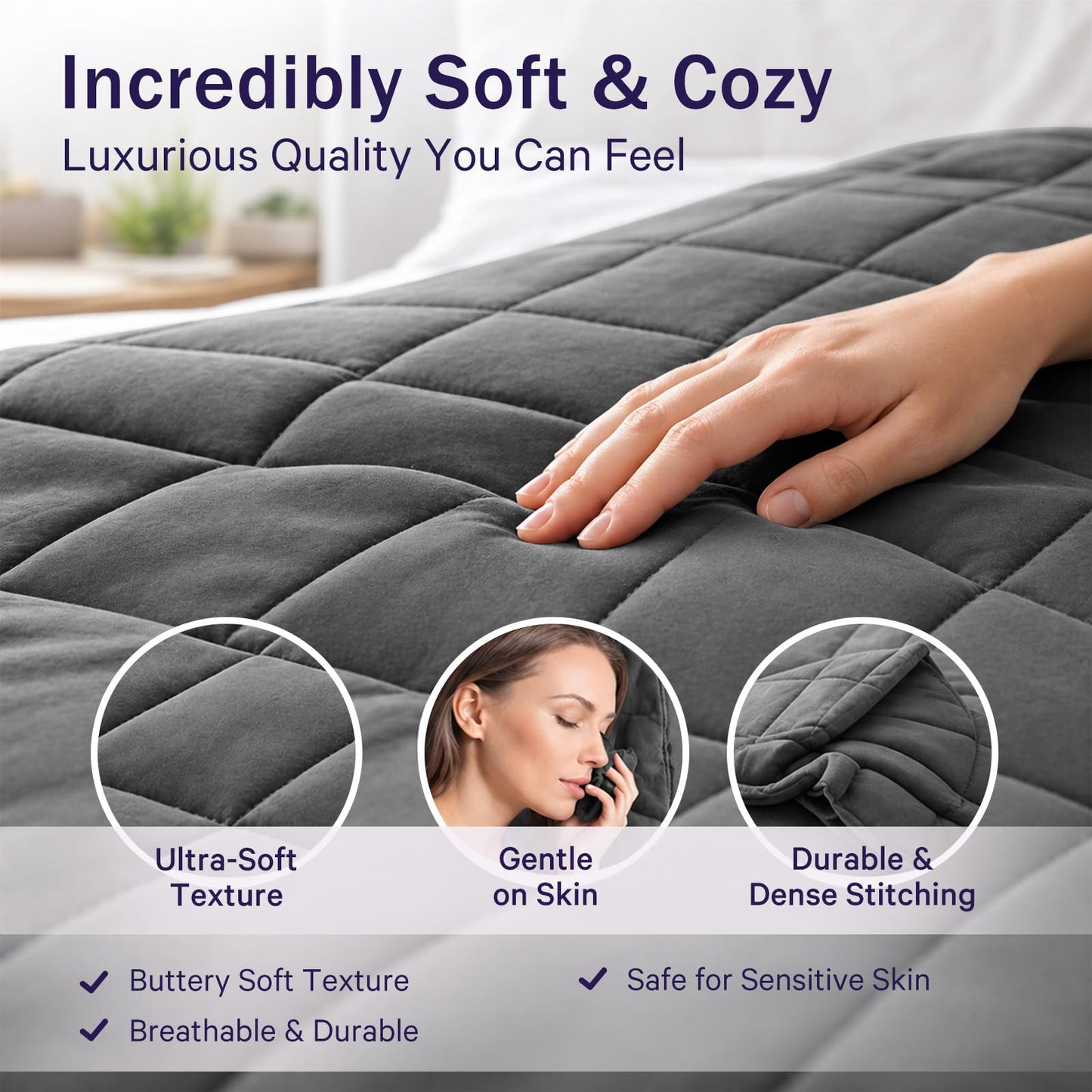 Weighted Blanket for Adults 20lbs, 48"x72", Twin Full Size Cooling Heavy Throw Blanket for 180-220lbs, Microfiber Soft Thick Big Blankets Weighted Comforter Breathable Gifts for Sleeping, Grey