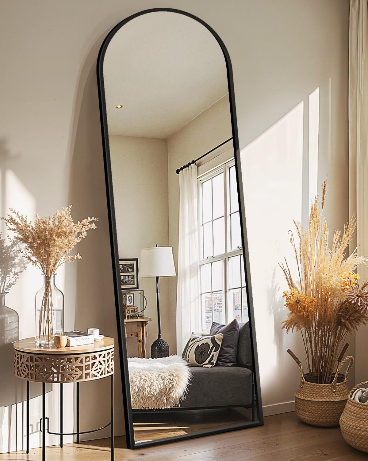 Delma Arched Mirror Full Length,Standing Mirror Full Body,Large Floor with Stand for Wall Entryway Door Bedroom Bathroom Living Room