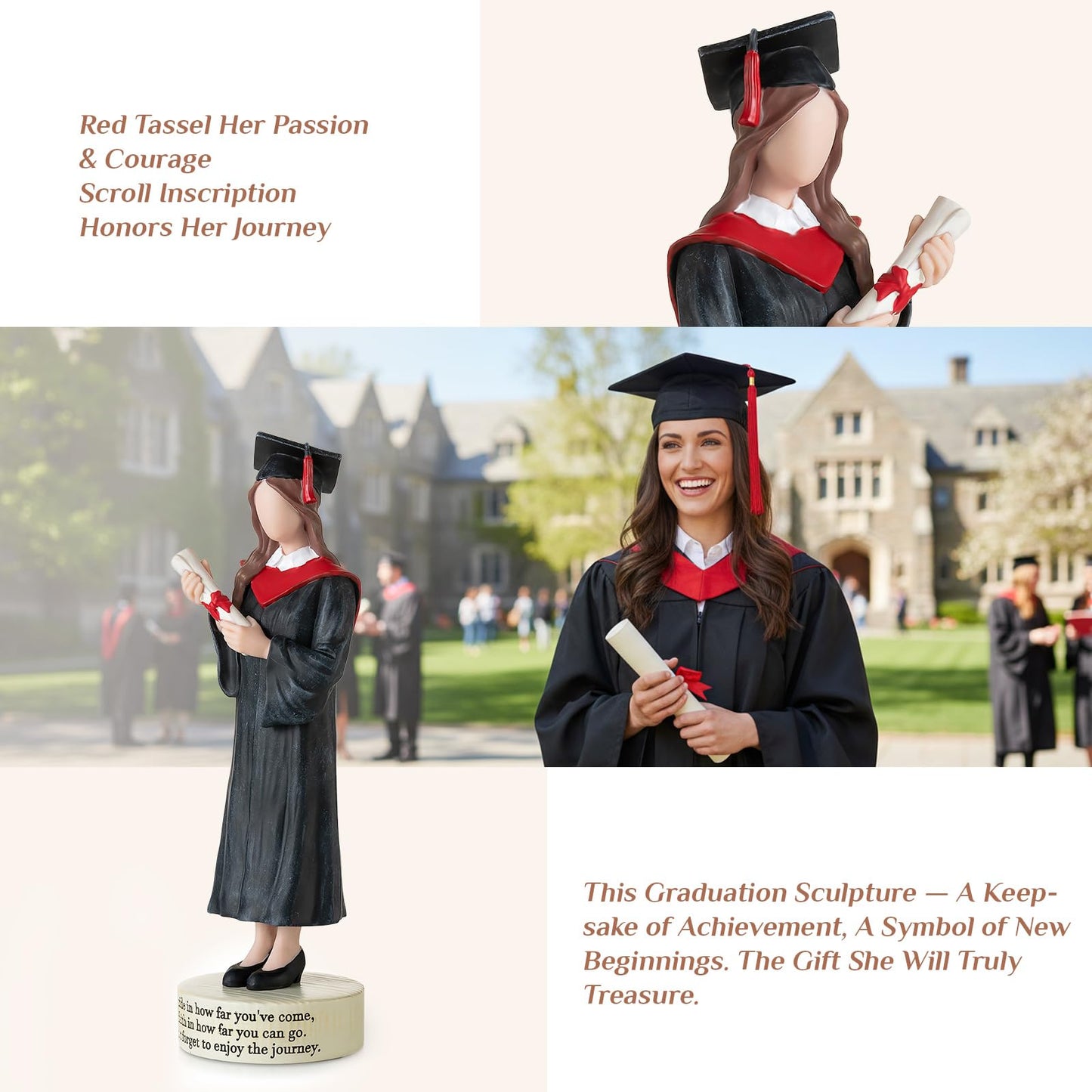 Storieme Graduation Gifts for Her 2026: College Graduate Gift for Women Girls Granddaughter Daughter - Handmade Congrats Grad Figurine Decorations