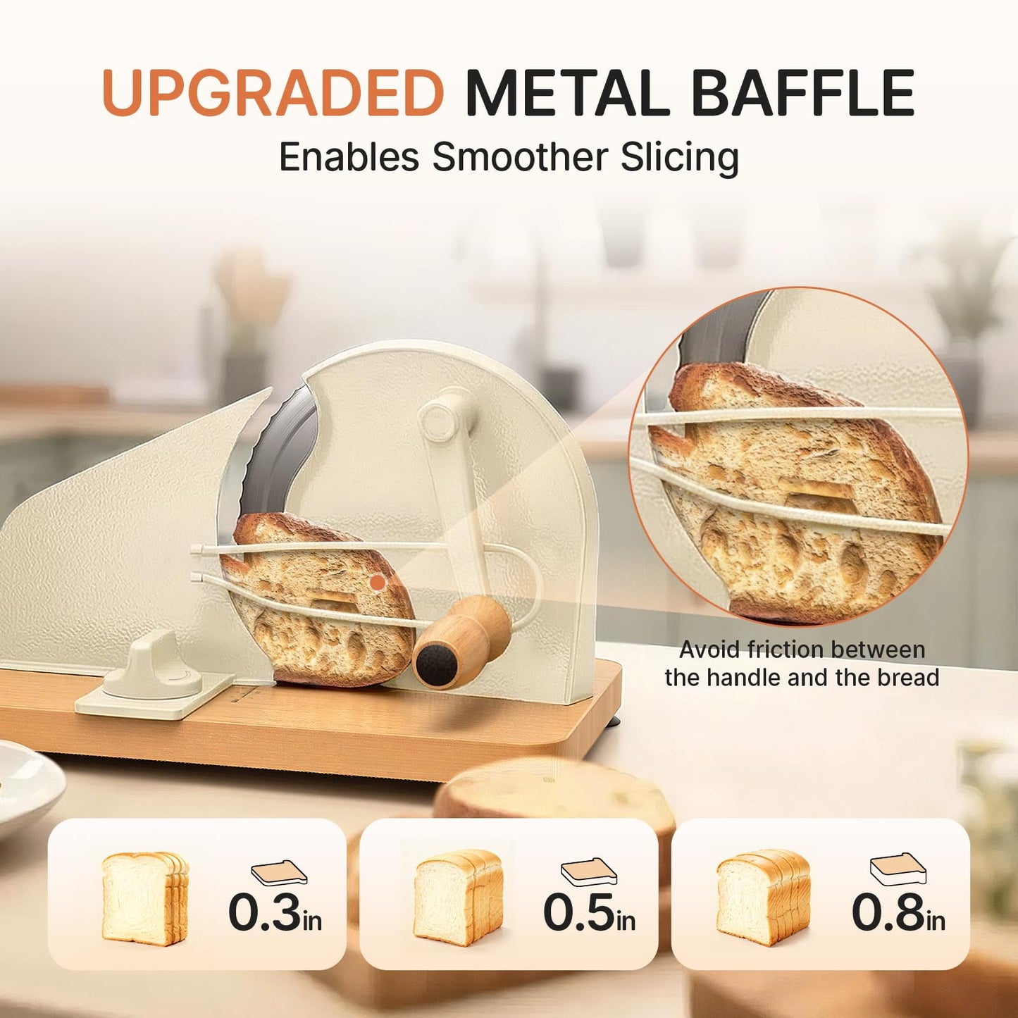 Upgraded Manual Bread Slicer for Homemade Sourdough Bread Adjustable Thickness Bread Cutter with Metal Guide,Hand Crank Bread Slicer with Scale Line&Suction Base,for Perfect Even Slices