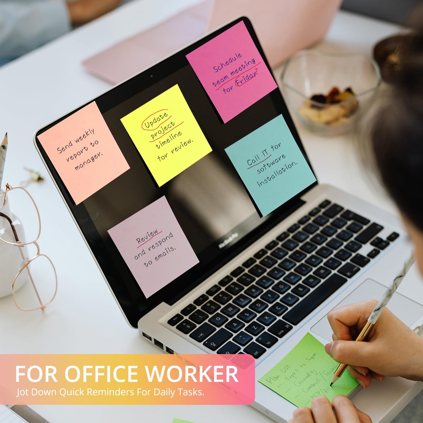 Sticky Notes, 144 Pads, 3x3 Inches Self-Stick Note Pads, Perfect for Office, Study, and Daily Life Organization - Bright