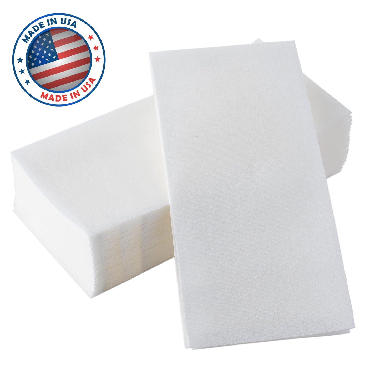 BloominGoods Disposable Bathroom Paper Napkins | 300-Pack 8" x 17" Single-Use Linen-Feel Guest Towels, Made In USA | Cloth-Like Hand Tissue Paper, White (MEDIUM SIZE - Pack of 300)
