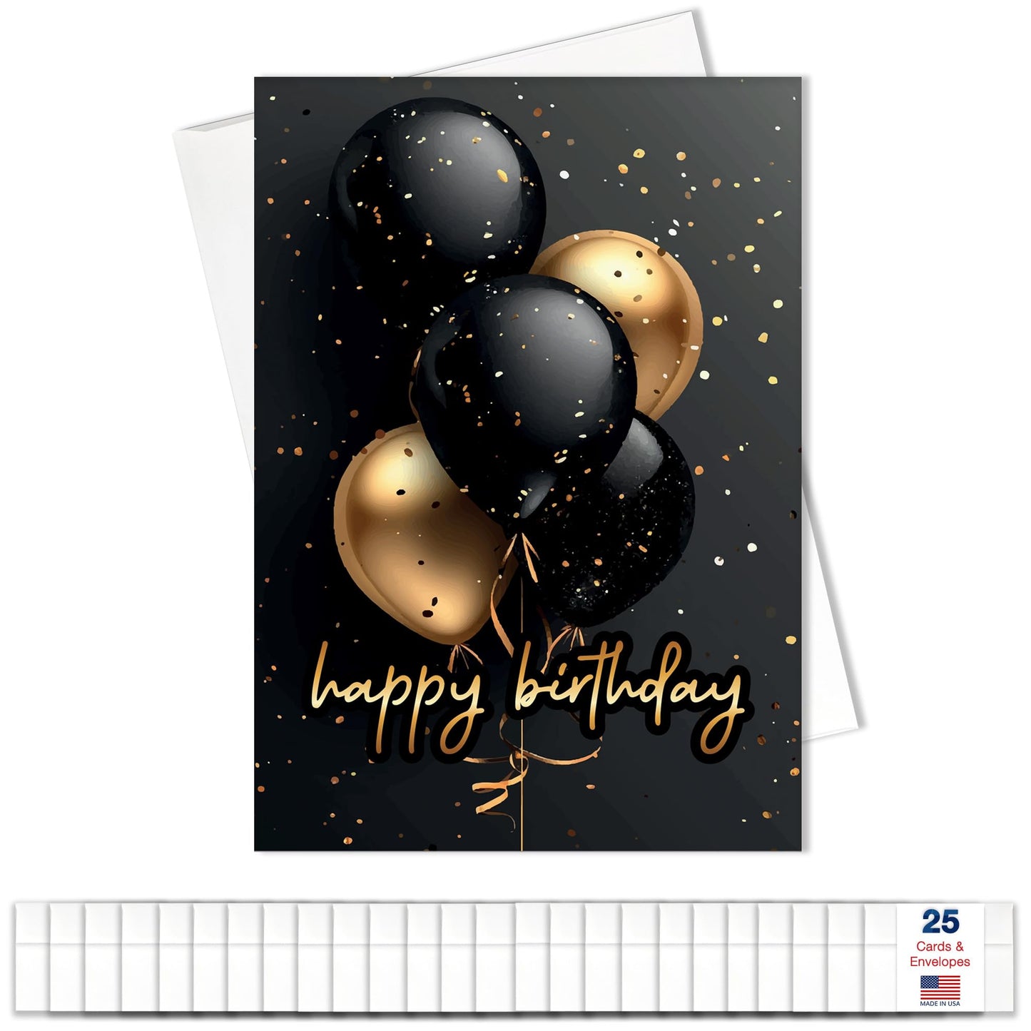 Happy Birthday Cards with Envelopes (Confetti) Bulk 25 Pack of Greeting Cards with Envelopes (5x7 inch - A7) Office, Work, Employees & Clients (B2403) Made in USA