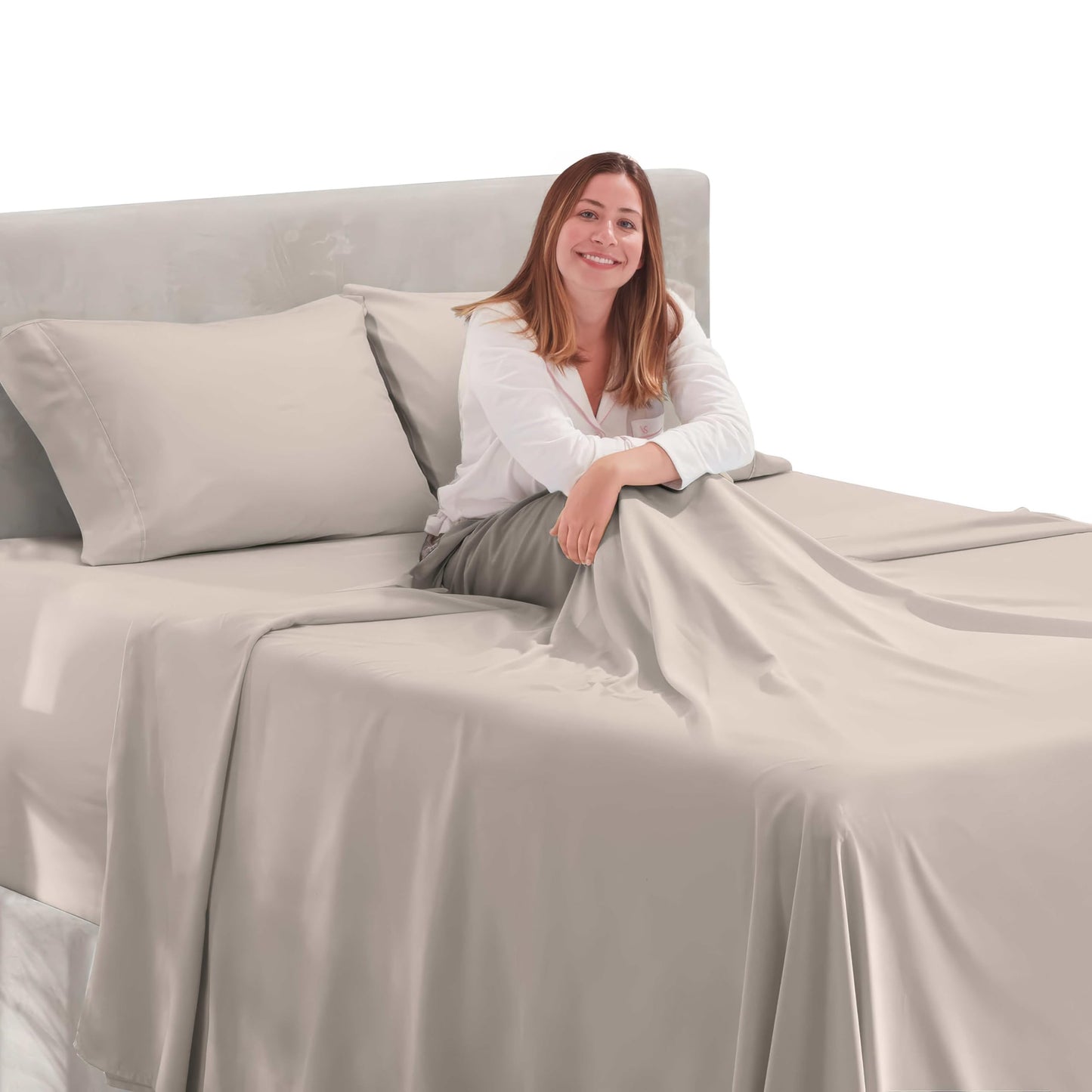 Nestl King Size Sheet Set, 4 Piece Extra Deep Pocket (18-24 inches), Microfiber, Hotel Luxury, Soft, Breathable, Wrinkle-Free, Easy to Care, Linen