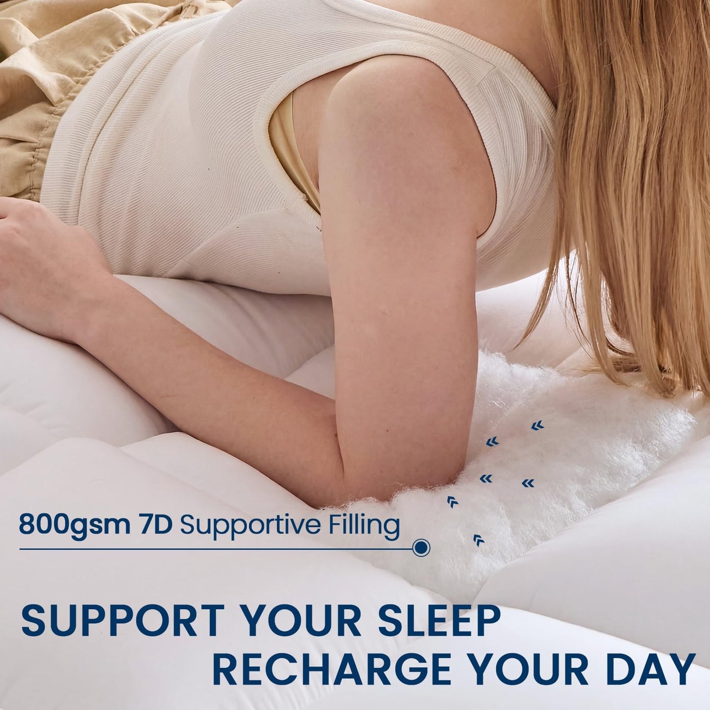 YUGYVOB Mattress Pad Extra Thick, Cooling, and Breathable King Mattress Topper 8-21" Deep Pocket Soft Down Alternative Fill