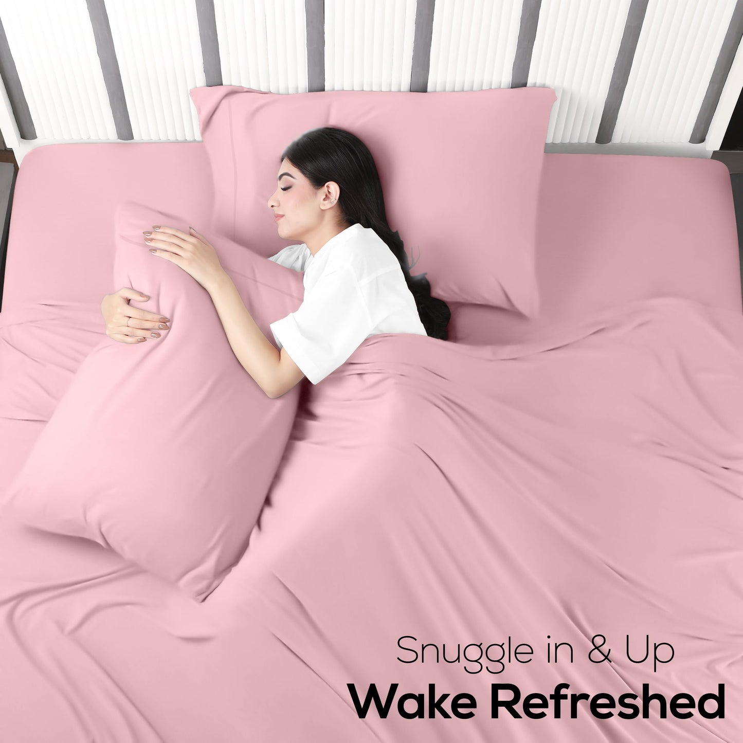 Utopia Bedding Queen Sheet Set - Jersey Knit Sheets 4 Piece – Cotton – Soft T-Shirt Stretchy Sheets (Pink)