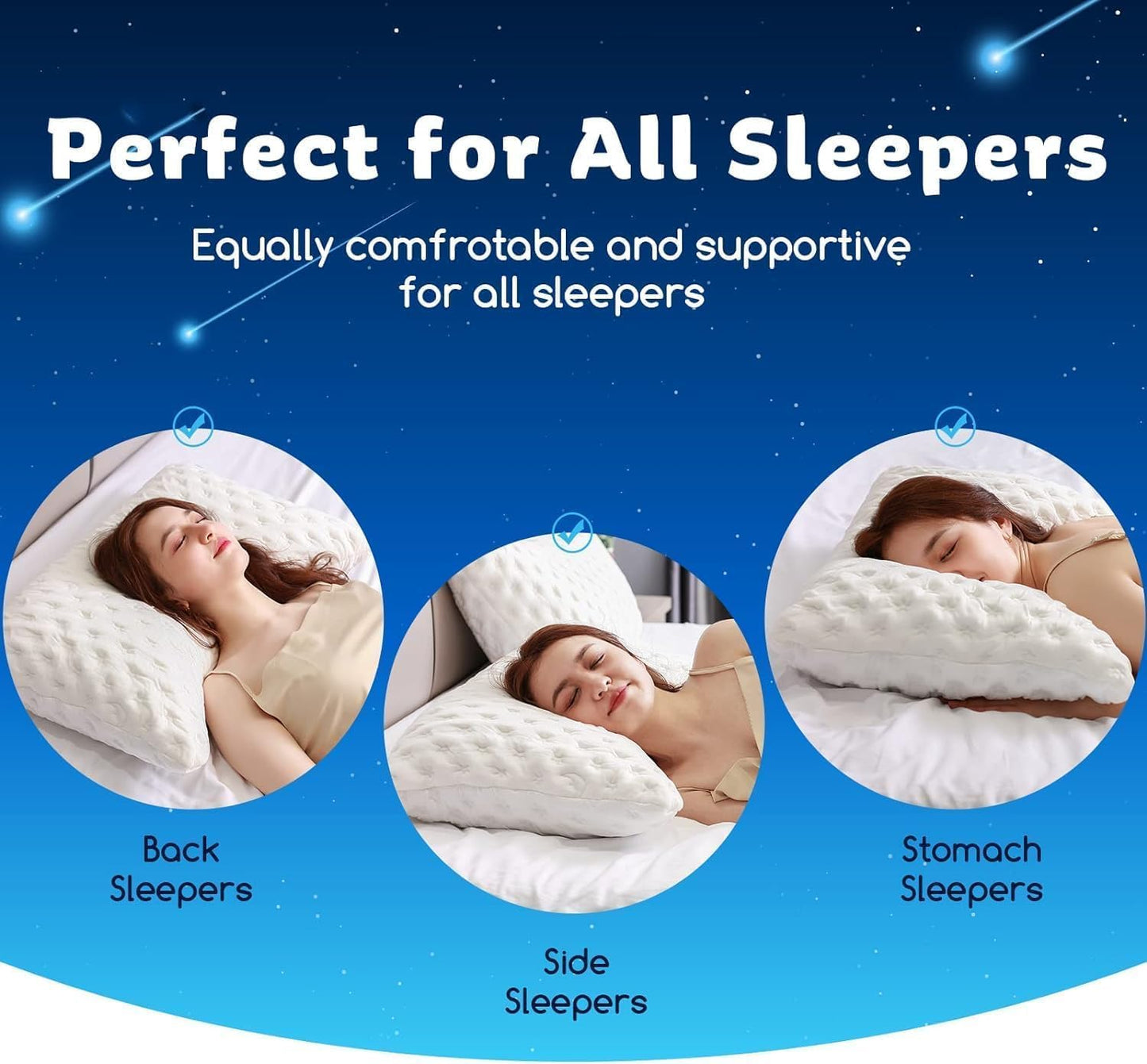 KUCEY Cooling Side Sleeper Pillow for Neck and Shoulder Pain, Luxury Shredded Memory Foam Curved Bed Pillows for Sleeping Set of 2- Adjustable Standard Size- Washable Cover Crescent White