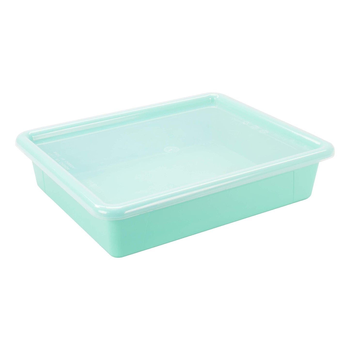 Storex Letter Size Flat Storage Tray – Organizer Bin with Non-Snap Lid for Classroom, Office and Home, Teal, 5-Pack (62541U05C)