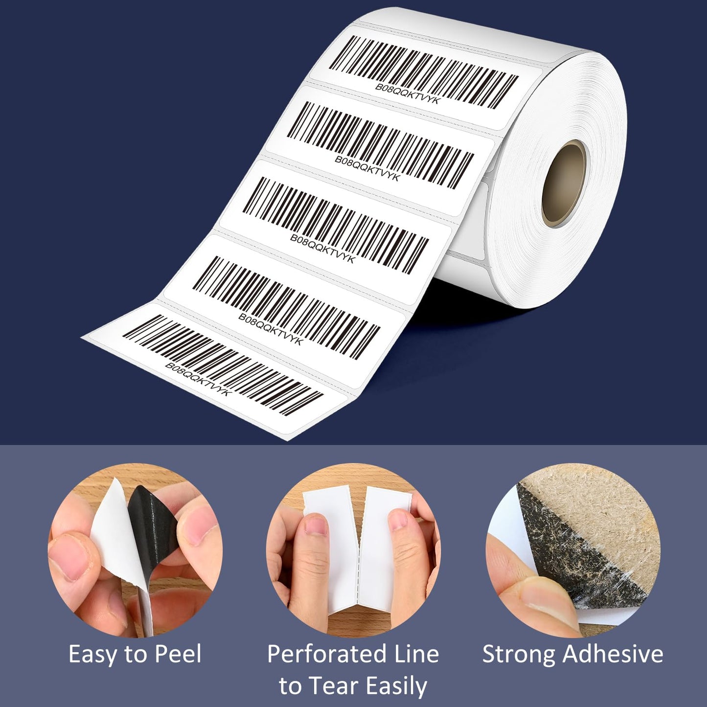 L LIKED 3" x 1" Direct Thermal Labels, Permanent Adhesive Barcode Shipping Label & Compatible with Rollo, Zebra and Other Desktop Printers (12 Rolls, 16800 Labels)