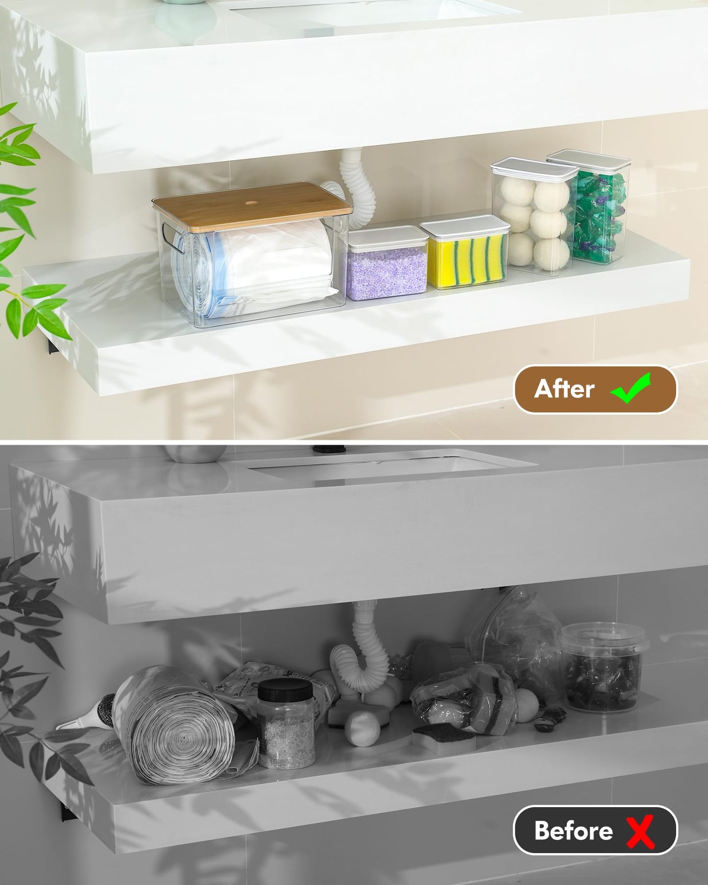 iCASA Trash Bag Dispenser Dishwasher Pods Container, 5 in 1 Garbage Bags Holder Under Sink Organizer Acrylic Laundry Pod Detergent Powder Container, Kitchen Pantry Laundry Room Organization Storage