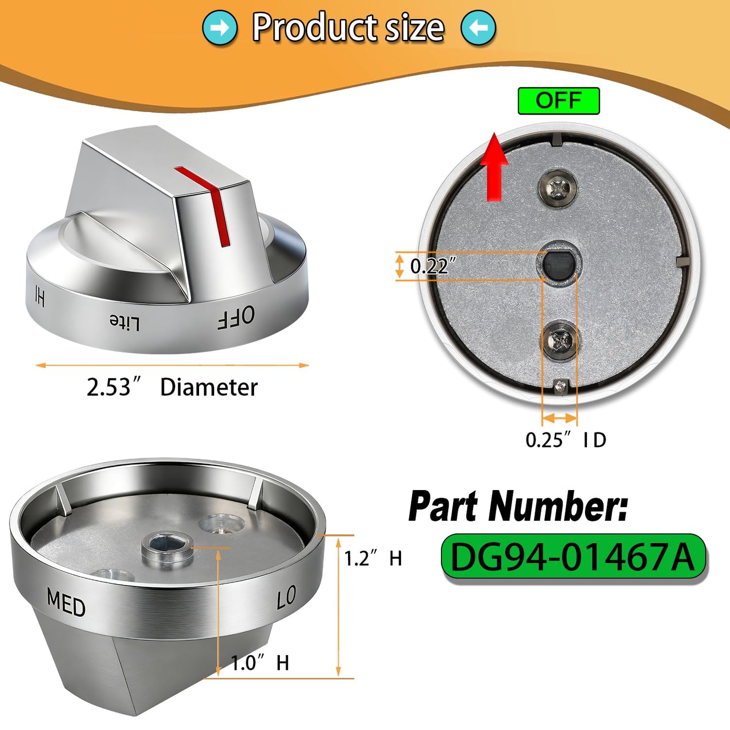 Upgraded DG94-04167A Fit for Samsung Stove Knob Replacement and DG94-03950A DG94-03955 Gas Stove Knobs Models NX60A6111SB/AA NX60A6315SS/AP etc for Samsung Gas Stove Electric Stove knobs