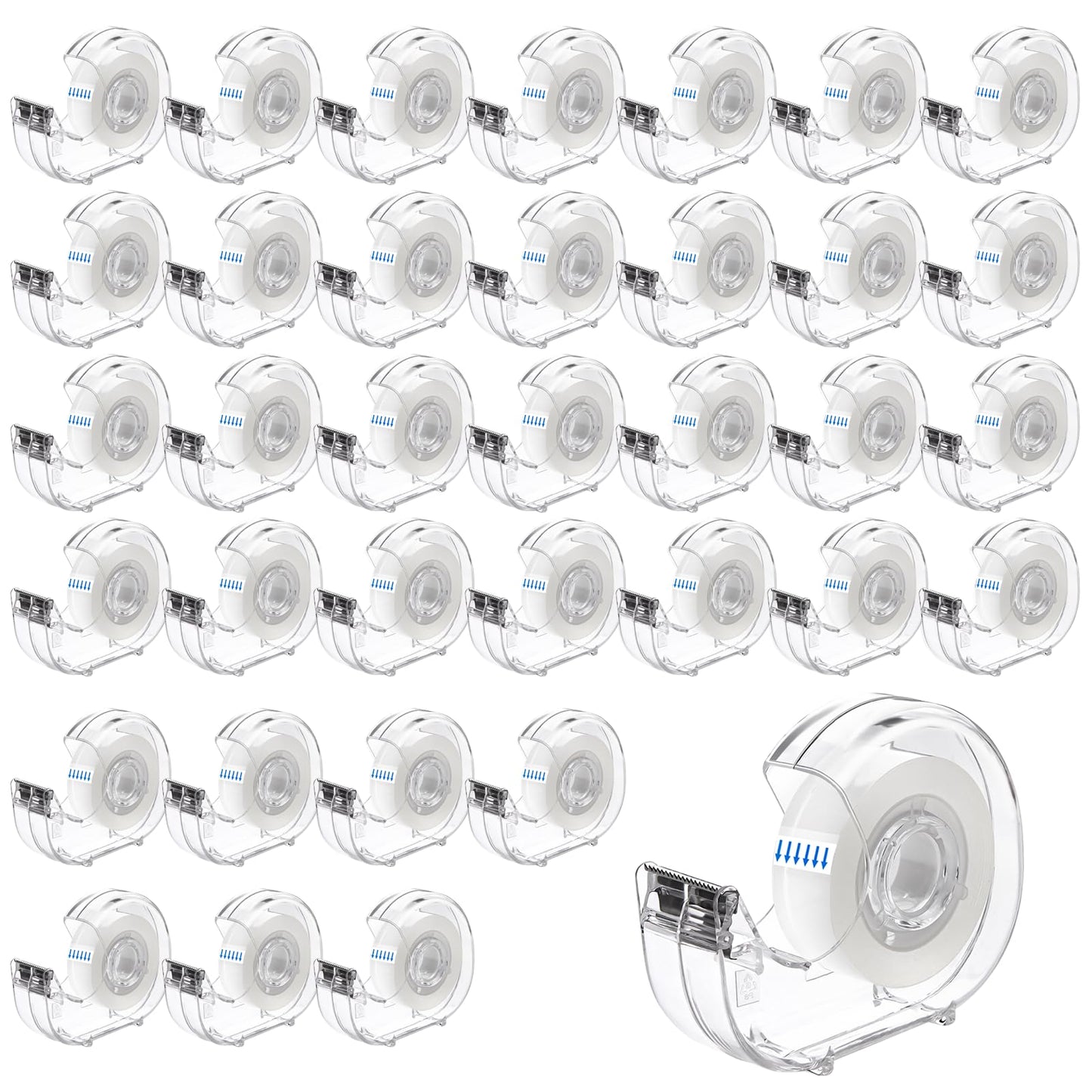 JEFURE 36 Pcs Transparent Tape with Dispenser, 0.7 in x 1000 in Clear Tapes and Refillable Dispensers, Office Tape Rolls with Dispenser Bulk for Craft Jobs, Gift Wrapping, Repairing, Home and School