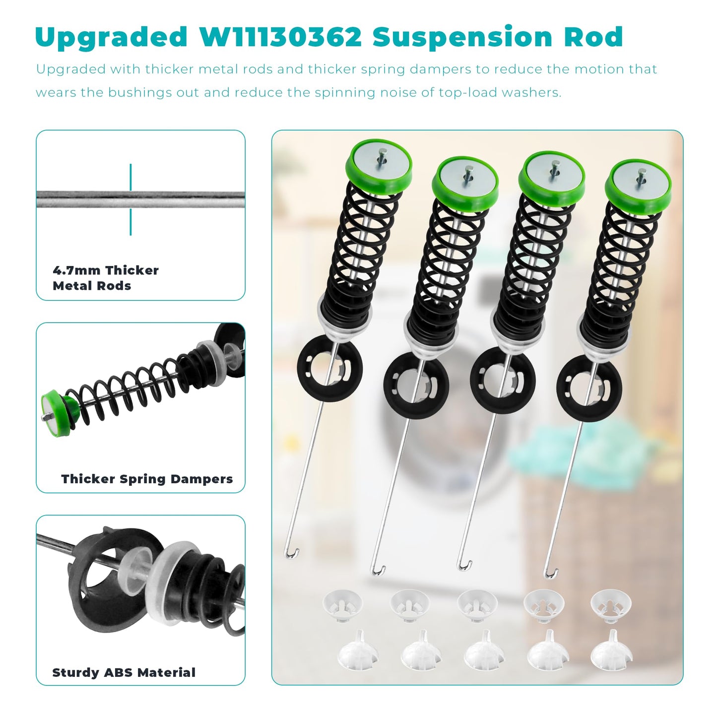 W11130362 Suspension Rod fit for Maytag MVWX655DW1 MVWC565FW1 MVWC565FW2 MVWC565FW fit for Whirlpool WTW5000DW1 WTW5000DW2 WTW5000DW3 WTW5000DW 11022352510 W10594080 W10748956 W10780040 prime&swift