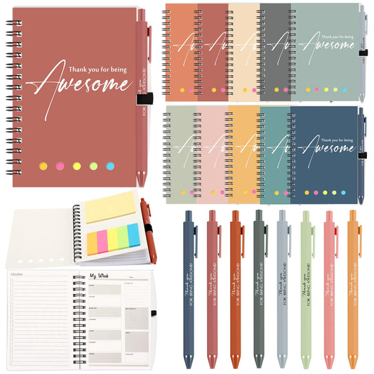 40 Sets Employee Appreciation Gift Bulk for Nurse Teacher Thank You Being Awesome Weekly Planner Notebook Pen Sticky for End of Year Teacher Nurse Staff Coworker Graduation (Plastic,Bright Colors)