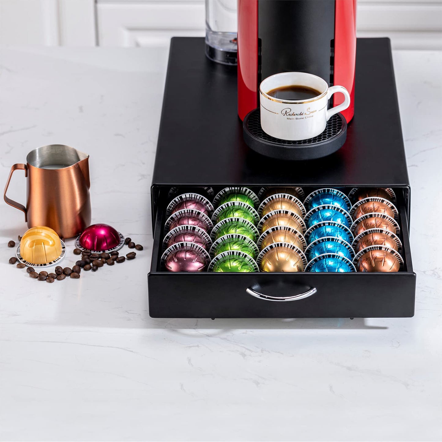 Rice rat for Nespresso Pods Holder Vertuo Pod Holder for Vertuoline Capsules （50 pods）