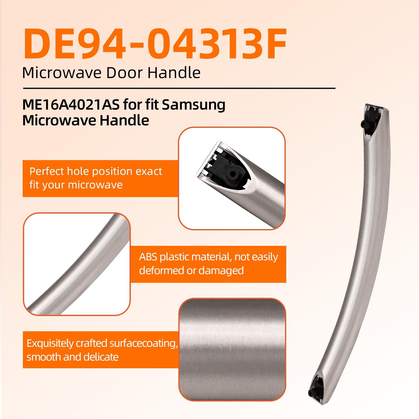 ME16A4021AS Microwave Door Handle, DE94-04313F Assembly Handle Compitable with Samsung Microwave Handle me16a4021as, Includes 2 Screws