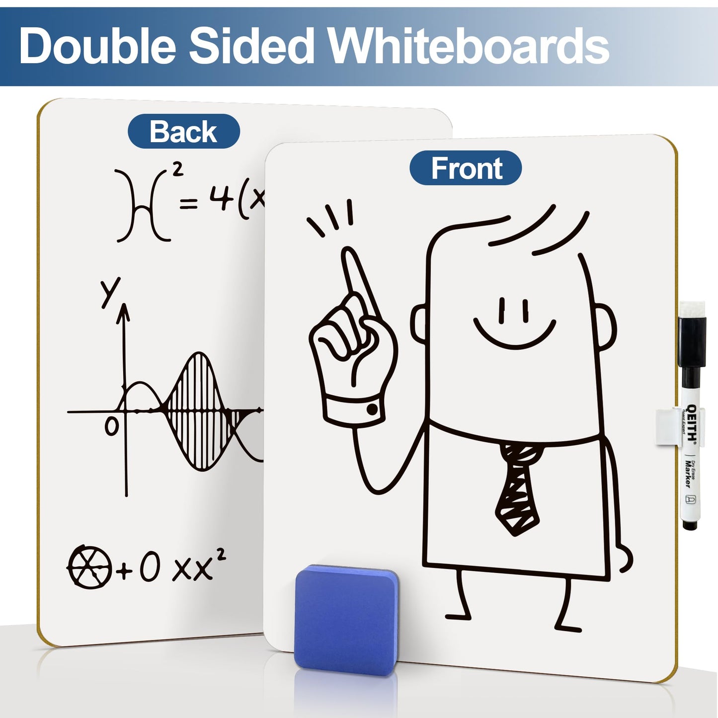 Dry Erase Boards, 26 Pack 9"x12" Double Sided Portable Handheld Small Whiteboards, for Children, Students, Teachers and Schools, Including 26 Markers, 26 Erasers, 26 Pen Holders.