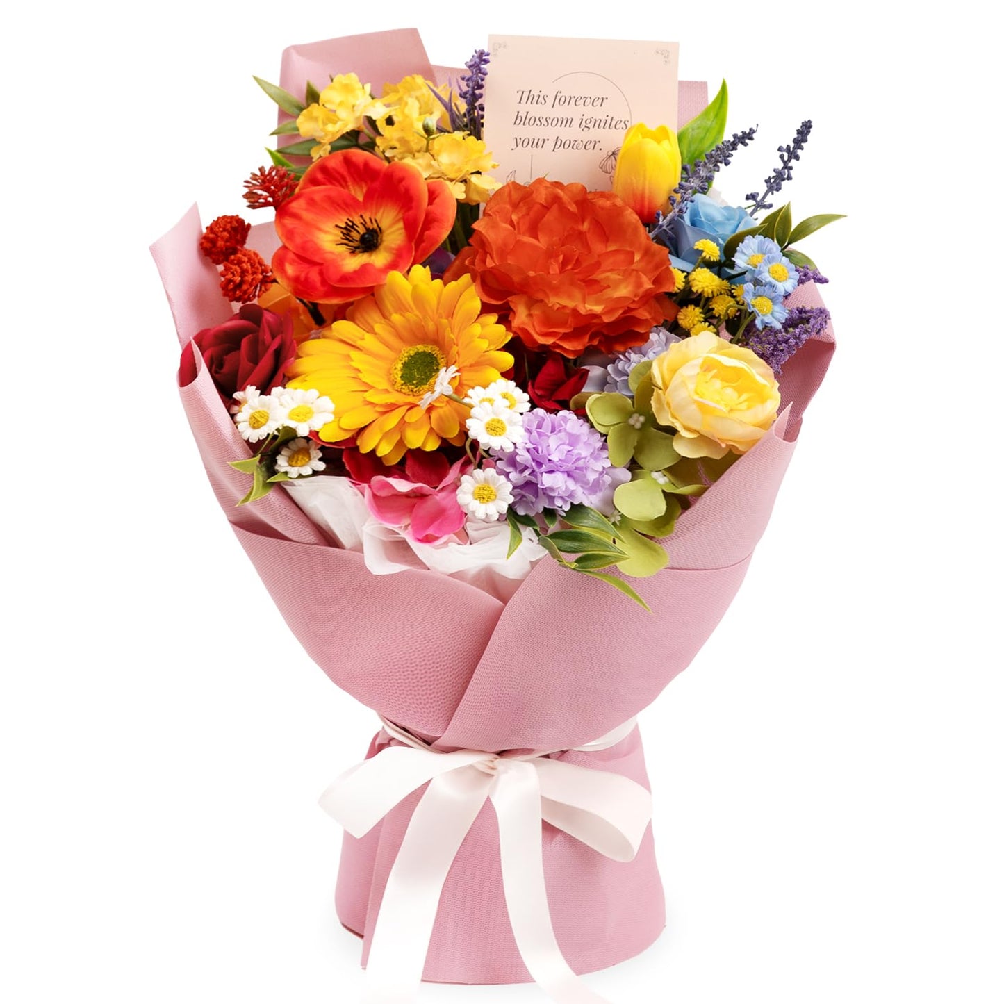 TINGE TIME Preserved Flowers Bouquet, Rainbow Fake Flowers Bouquet, Aritifical Roses Bouquet for Wedding, Table Centerpieces, Valentines, Mothers Day, Birthday Gifts, Anniversary, Engagement