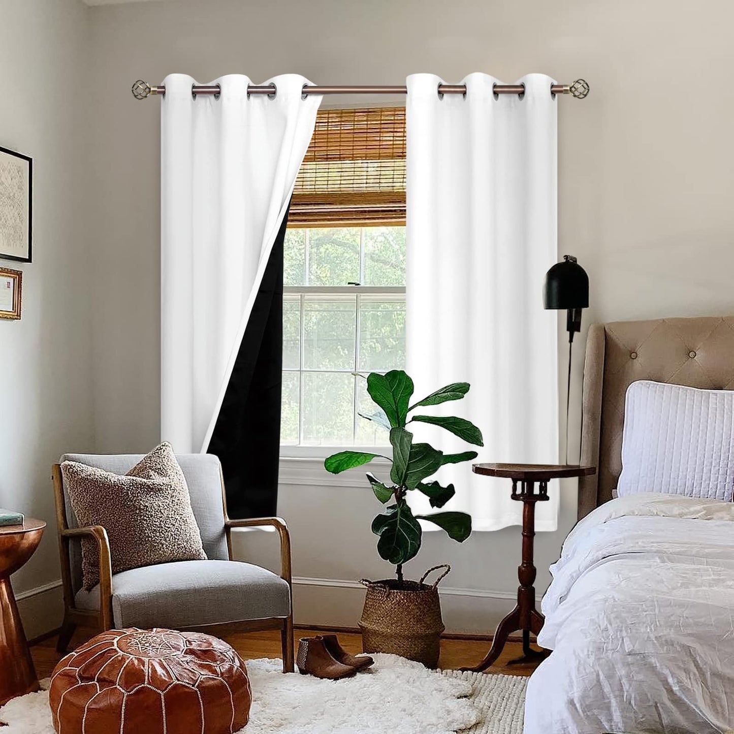 BGment White Blackout Curtains 63 Inch Long - Black Out Curtains for Bedroom Thermal Insulated Curtains for Summer Grommet Total Room Darkening Window Drapes, 2 Panels, 42 x 63 Inch
