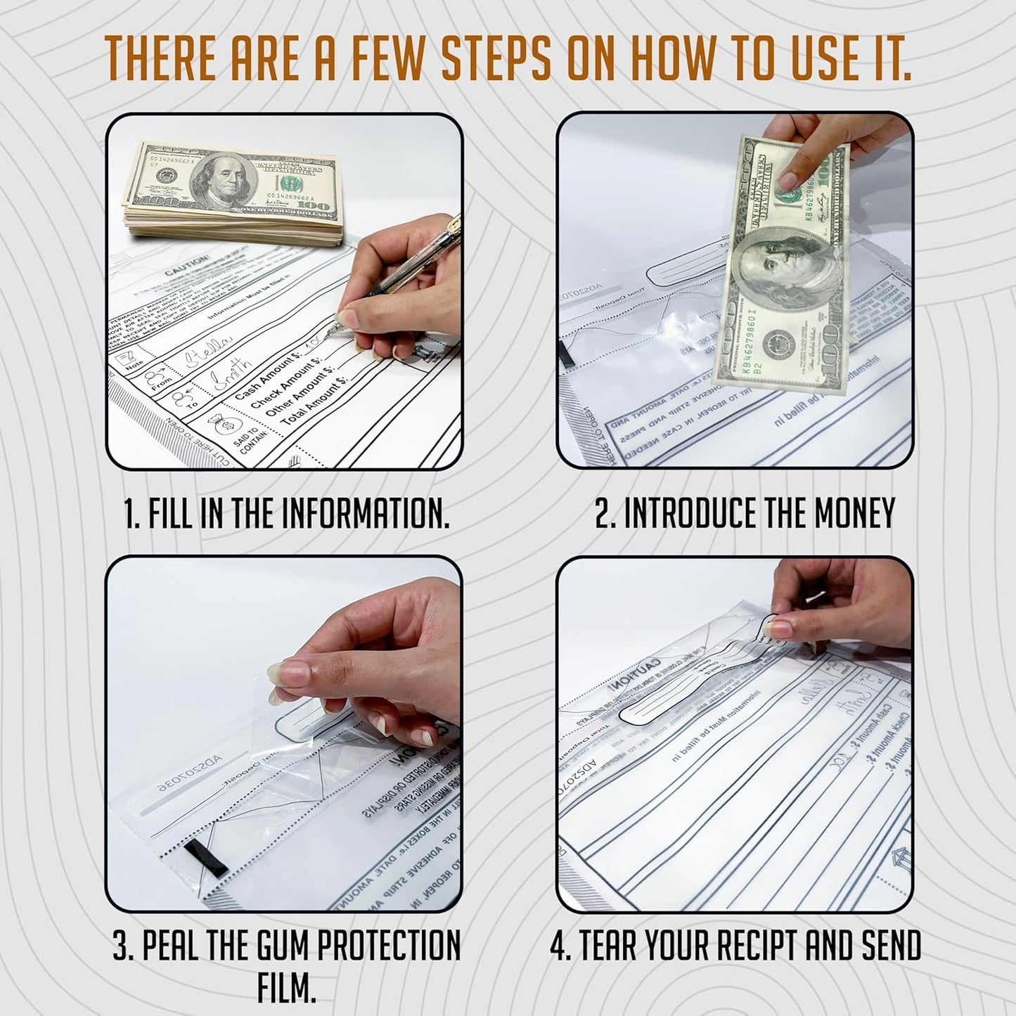 200 Pack TAGAD Bank Deposit Bags for Cash Handling & Cheque Deposit 9 x 12” | Tamper Evident with Tear-Off Receipt and Sequential Barcodes | Secure Money Bags for Business & Personal Use