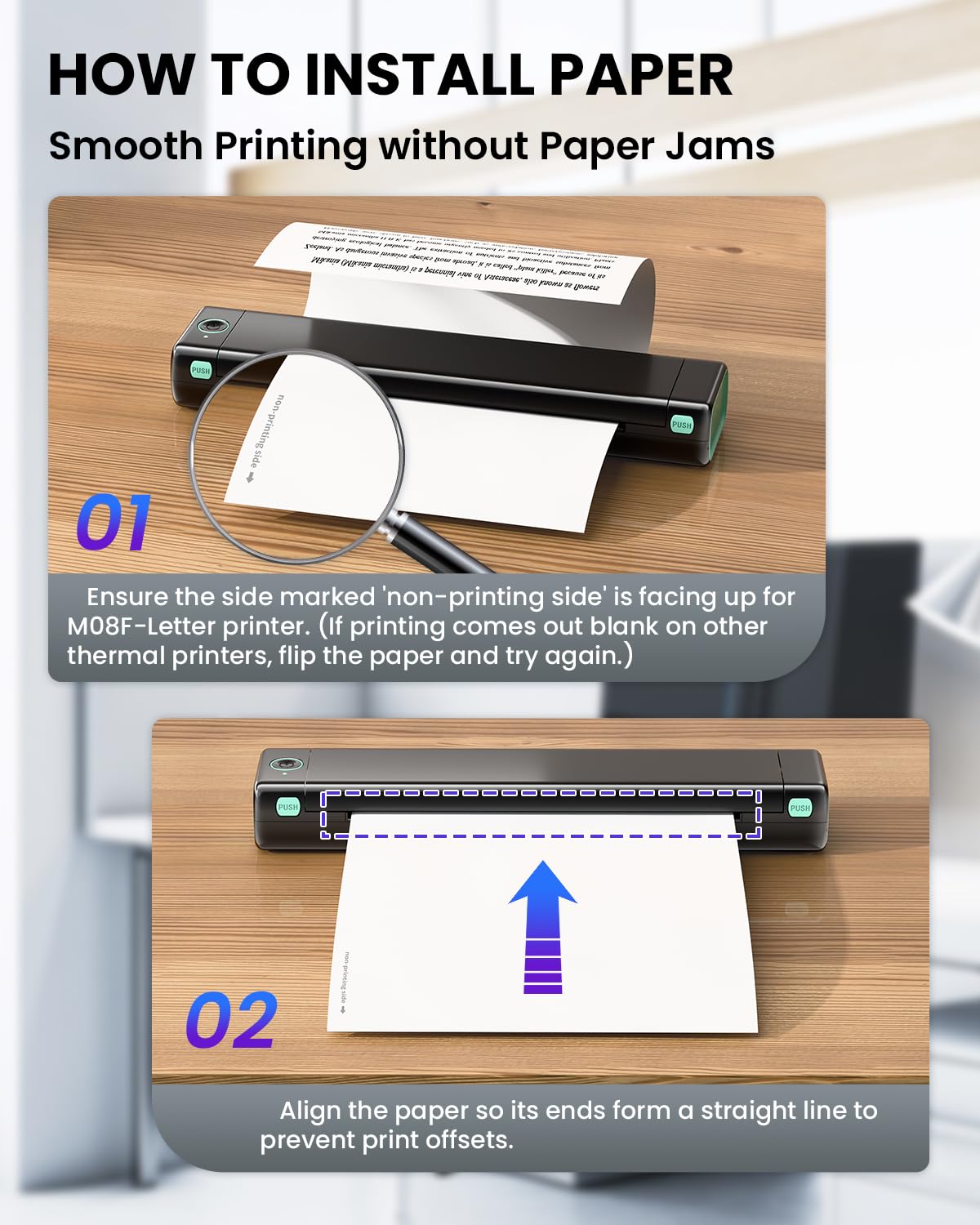 Phomemo Thermal Printer Paper 8.5 x 11 Inch, Advanced Thermal Printing US Letter Paper, Compatible with M08F-Letter, M832D, M834, A285M Portable Printer, Size 8.5" x 11", 5 Ream Case - 500 Sheets