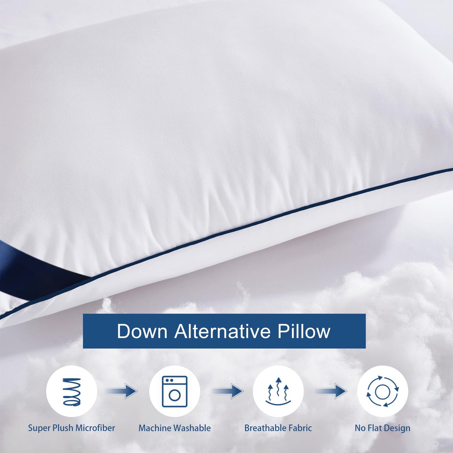 Meoflaw Pillows Queen Size Set of 4,Soft Microfiber Queen Pillows with Hollow Fiber,Hotel Quailty Bed Pillows for Sleeping 4 Pack for Back,Stomach Sleeper