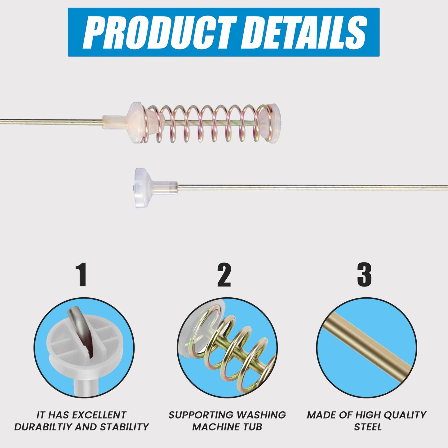 WASHER whiz Upgraded DC97-16350E DC97-16350U Samsung Washer Suspension Rods Replaces DC97-05280W, DC97-16350S, DC97-16350D, DC97-05280K for Samsung Washer Suspension Rods WA50R5200AW, WA50R5400AW