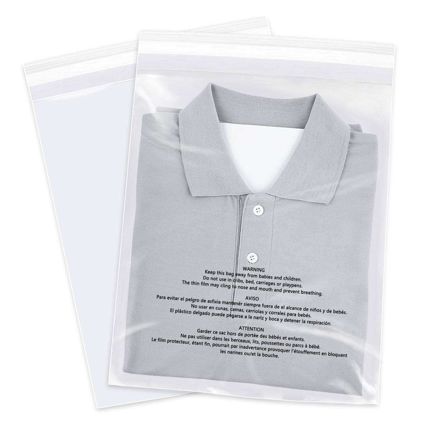 WEPOLY - 10" x 13" (500 Count) - Clear Poly Bags with Suffocation Warning Self Seal for Packaging, Shirts, Clothing & FBA - Permanent Adhesive