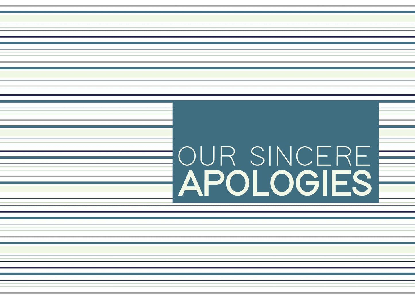 CEO Cards - Business Apology Greeting Cards (Our Sincere Apologies), 5x7 Inches, 25 Cards & 26 White Envelopes (AP1801)