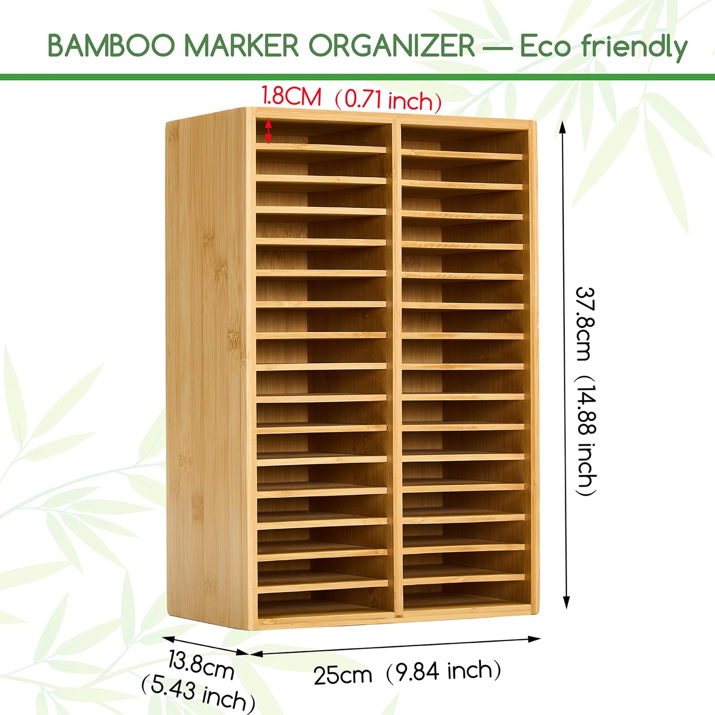 MEEDEN Bamboo Marker Organizer for Desk: Holds 224 Pens with 32 Compartments- Art Supply Storage & Holder for Alcohol Markers，Pens，Pencils