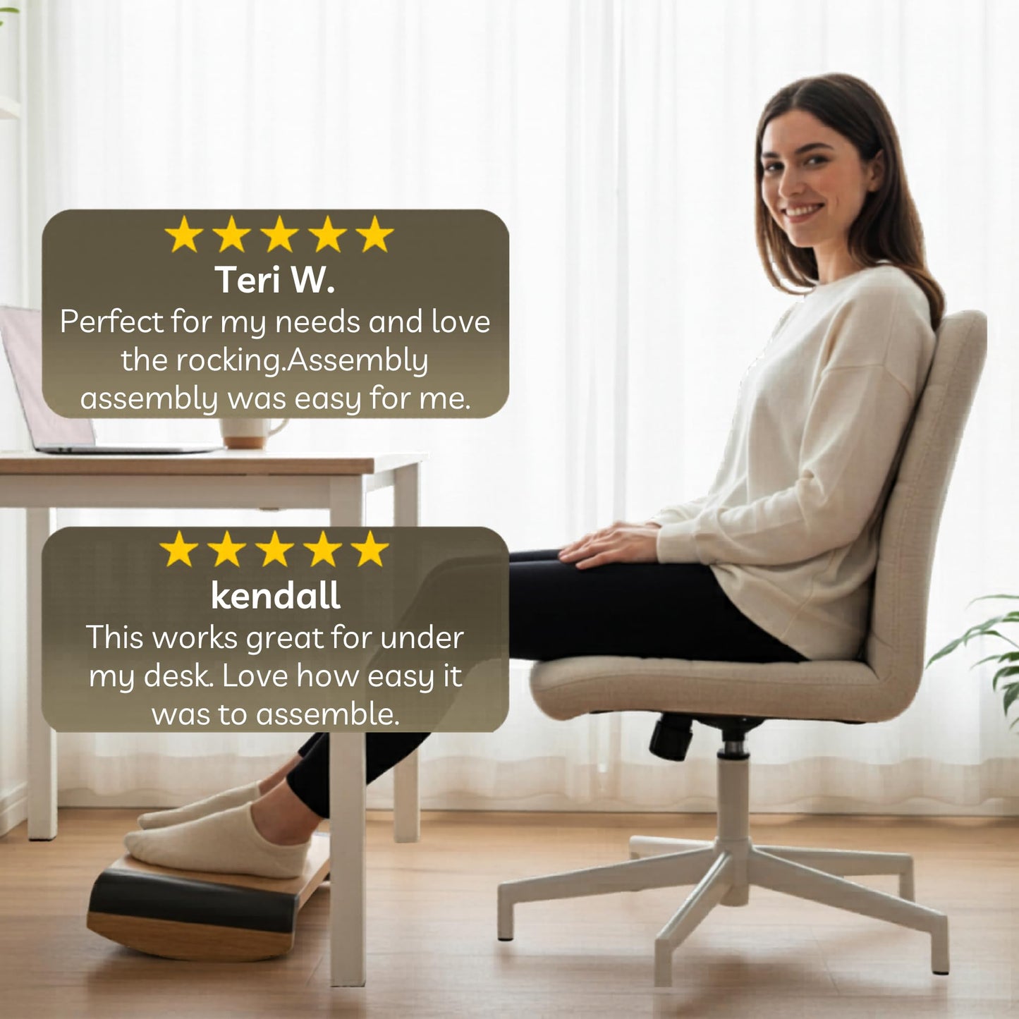 Tiel Ergonomic Foot Rest for Under Desk at Work, Rocking Footrest with Comfort Support, Office Foot Stool for Desk Chair, Leg Rest Stand for Home and Remote Office