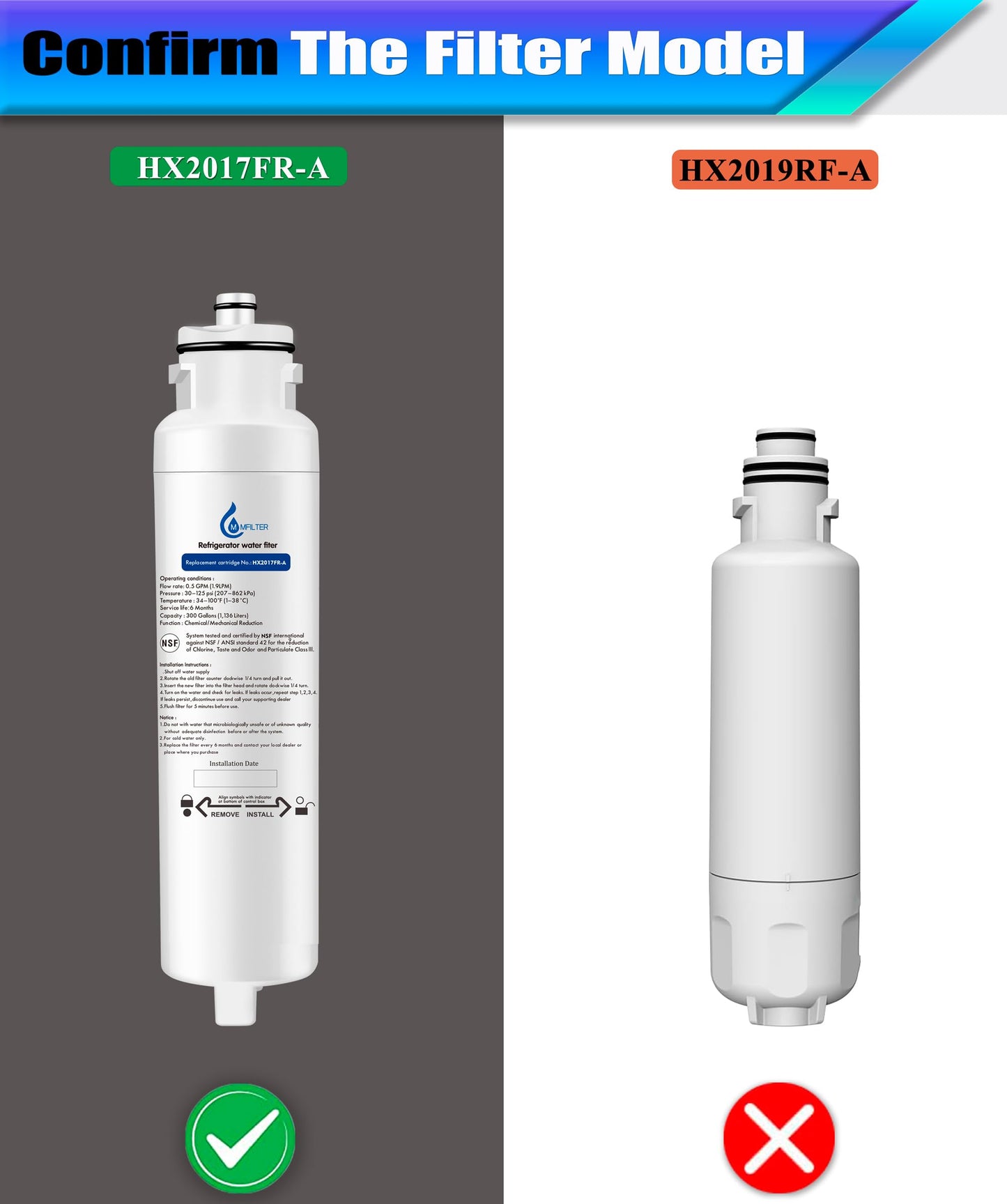 HX2017FR-A HX2017F-A refrigerator water filter,replacement Compatible with Hisense HX2017FR-A HX2017F-A Hisense HRF266N6CSE HRF266N6CSE1 HRF209N6CSE HRF254N6TSE HRF254N6DSE (2-PACK)