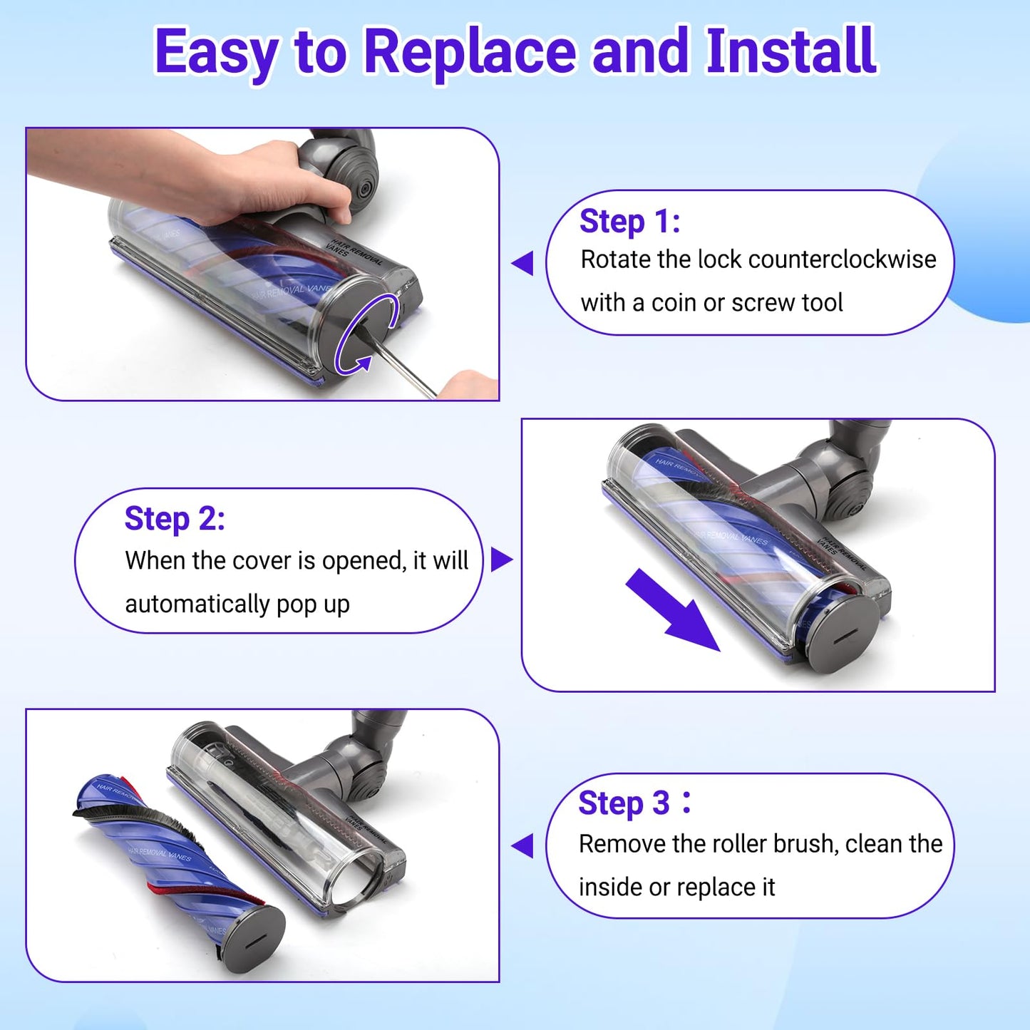 RONGJU Upgrade V11 V8 Head Replacement for Dyson V11 V8 V7 V10 V15 Cordless Vacuum Cleaner, Part No. 968266-02, 968266-04, 967483-01, 967483-03, 967483-04 for Dyson Head Replacement