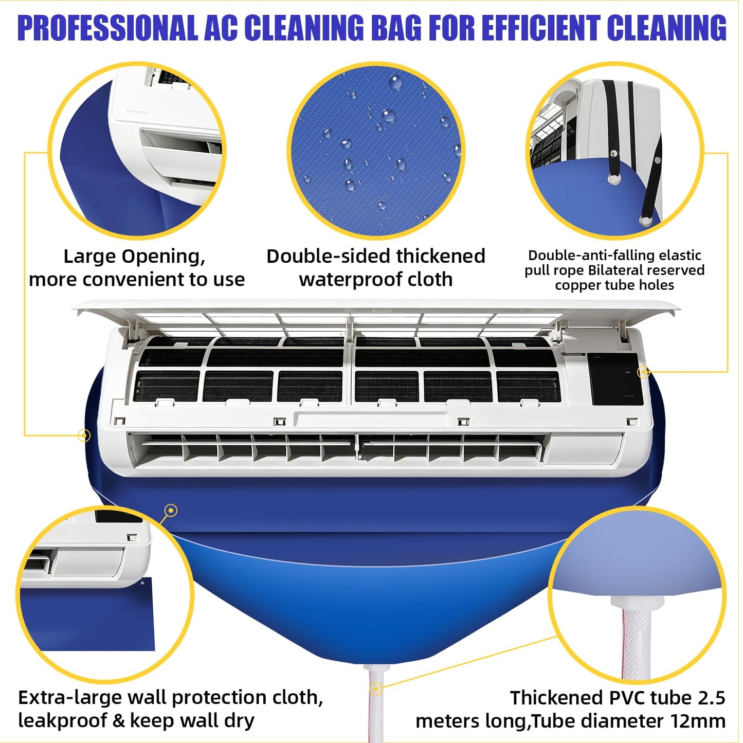 SOUTH SILK Ac Cleaning Bag with Wall Protection Cloth, 13Pcs Mini Split Cleaning Kit, Split Unit Cleaning Kit, Quick and Efficient Cleaning Tool for Wall Ac Units