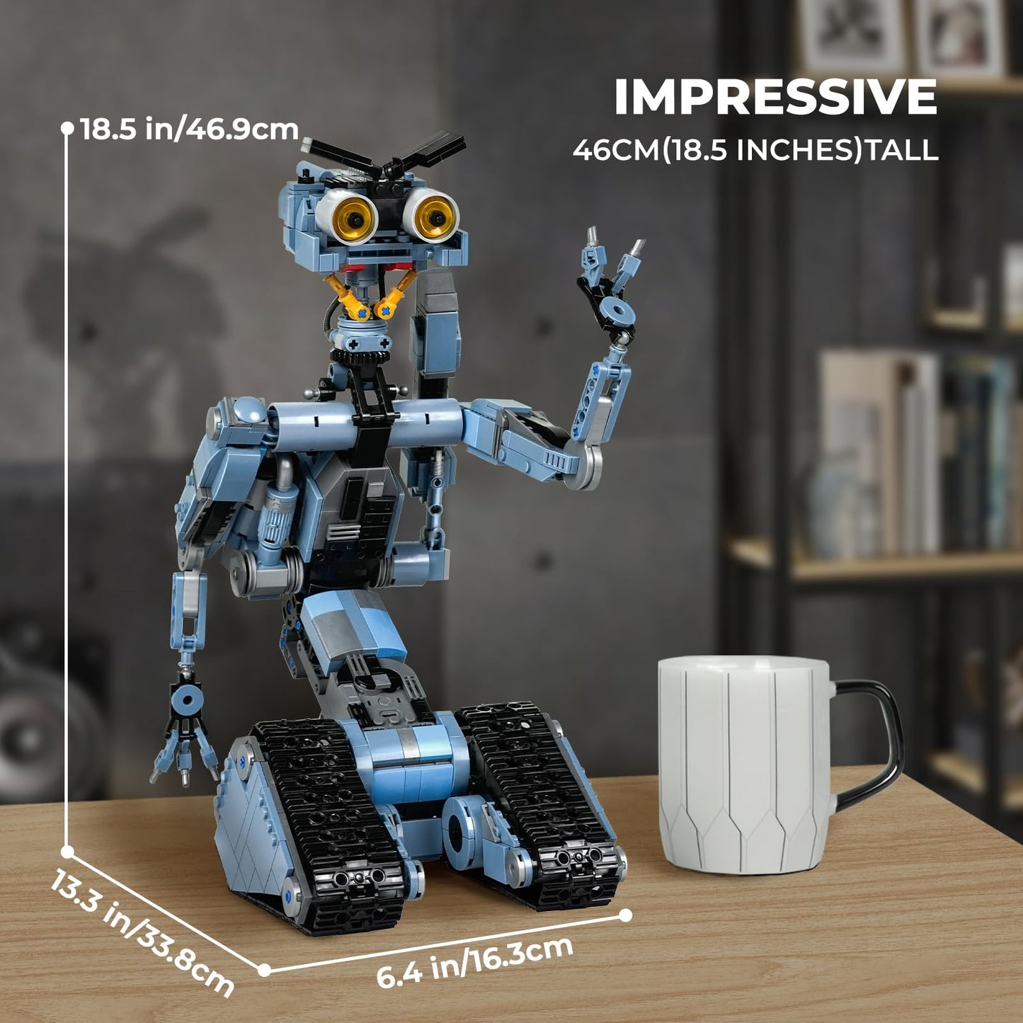 1176 Pieces Johnny 5 Robot Building Set with Remote Control, Short Movie Building Blocks Toy, Compatible for Lego Adults, Rechargeable Technic Robotics Figure Model Kit, Gift for Father's Day