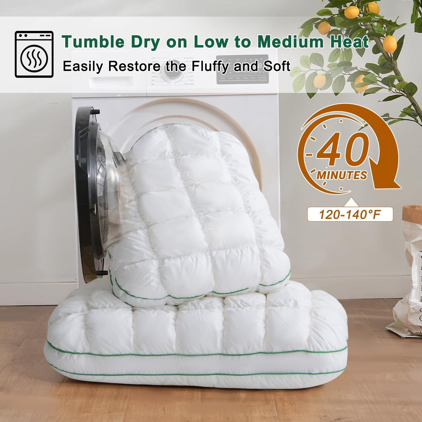 YOUR MOON Fluffy Support Bed Pillow Queen Size, Super Soft Premium Down-Alternative Filling for Sleeping, Luxury Hotel Quality Bed Pillows for Side Sleeper (White)