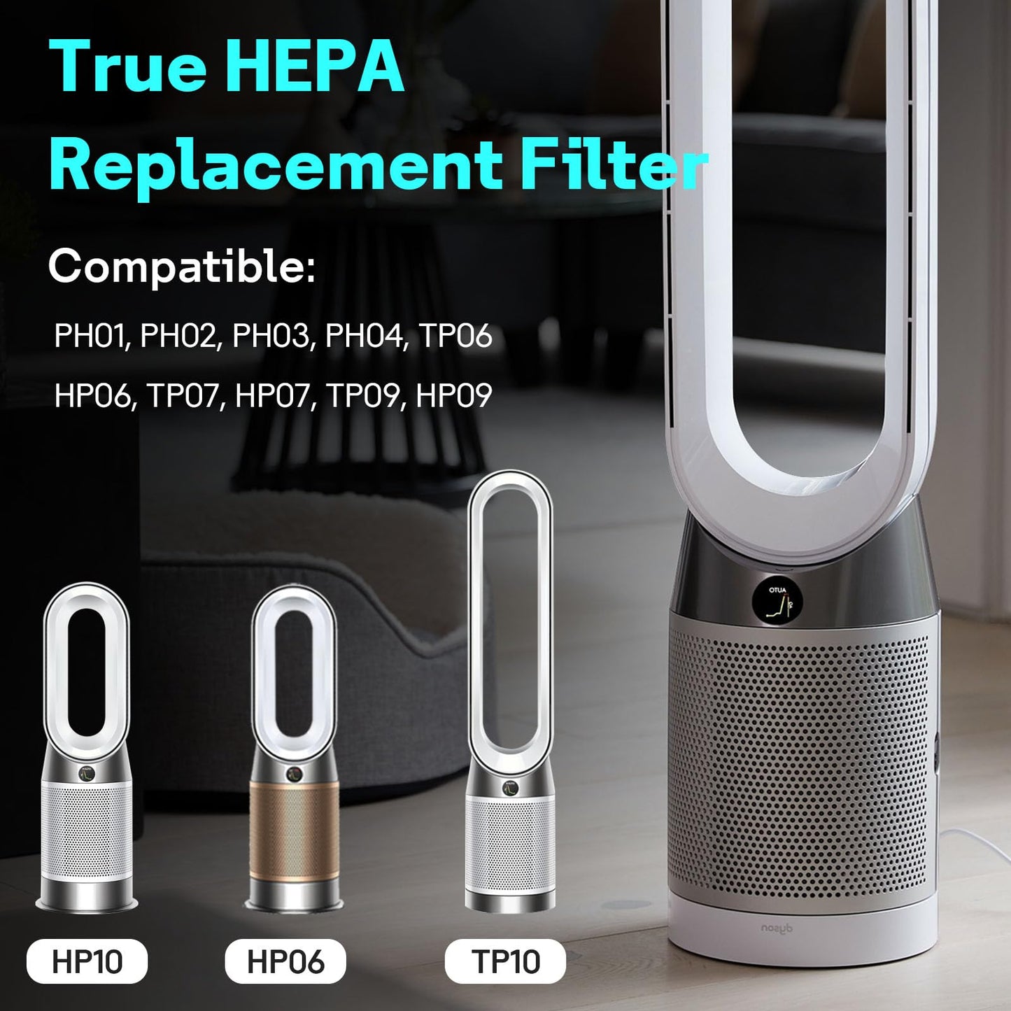 Leemone 360° Combi 2 in 1 HEPA+Carbon Replacement Filter Compatible with Dyson HP1 TP06 HP06 PH02 PH01 PH03 PH04 HP09 TP09 HP07 TP07 TP10 HP10, H13 Grade True HEPA Replacement Filter